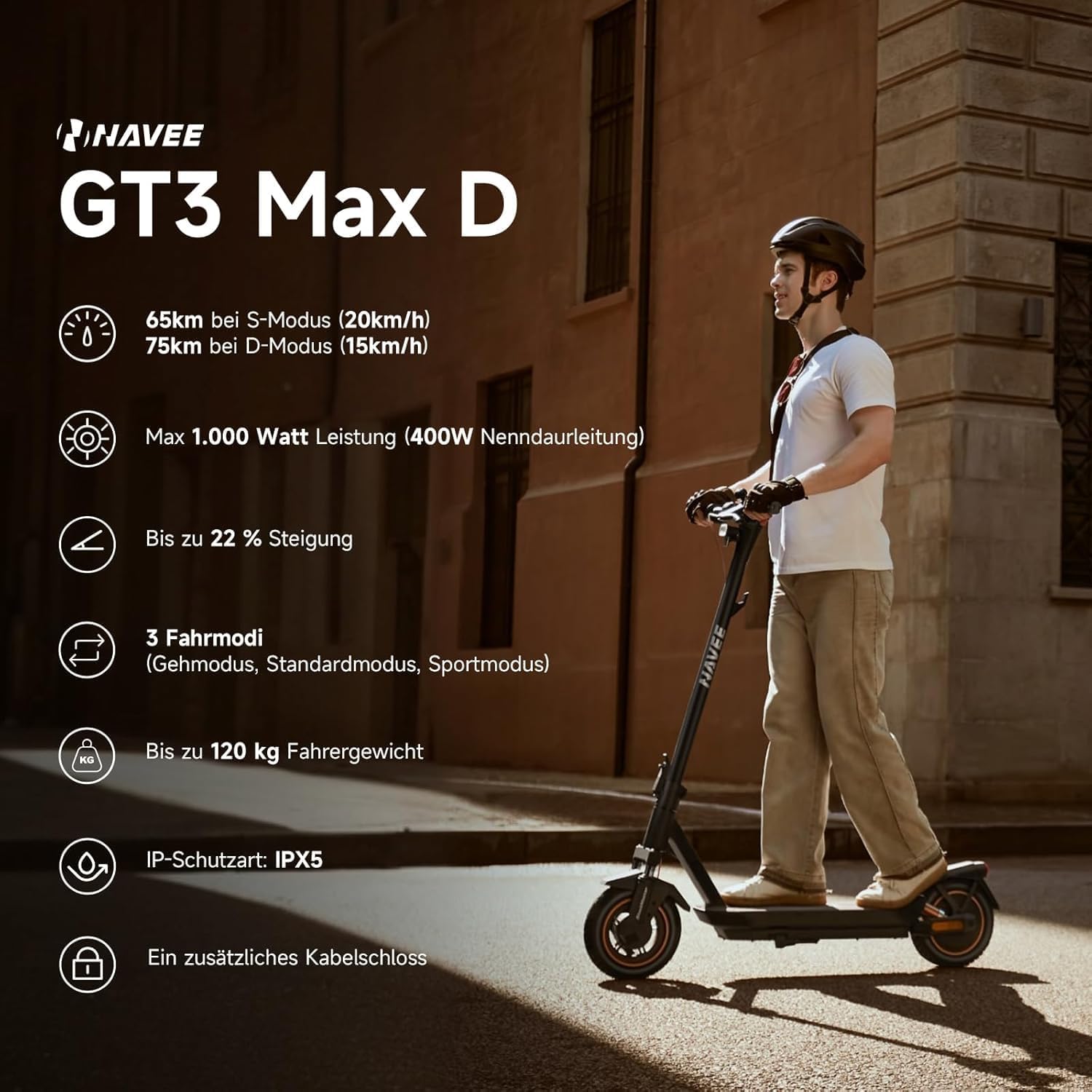 NAVEE ST3,GT3,ST5,GT5,UT5,XT5,N65I,K100 Serie E-Scooter 16 km-110 km Reichweite,Steigungen 18%-28% – Bild 2