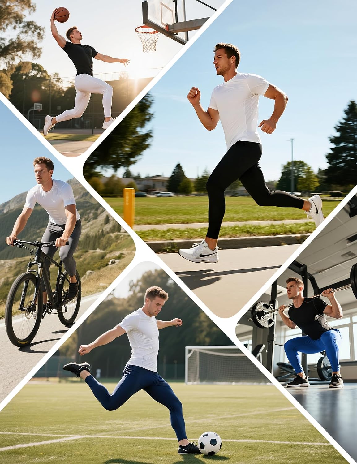 Niksa 1 Pack Men’s Compression Leggings for Gym Running Cycling - Elastic Soft Fabric, Flat Seam Anti-Friction, Muscle Support Activewear Base Layer Tights – Bild 6