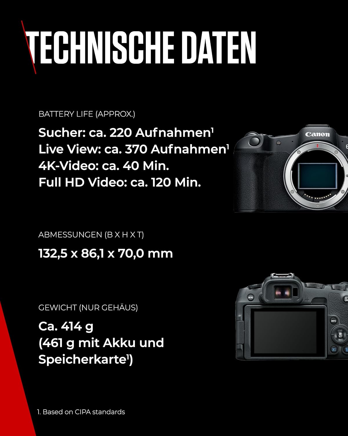 Canon EOS R8 Vollformat-Systemkamera 24,2 MP Sensor 4K + 2 Batterien – Bild 6