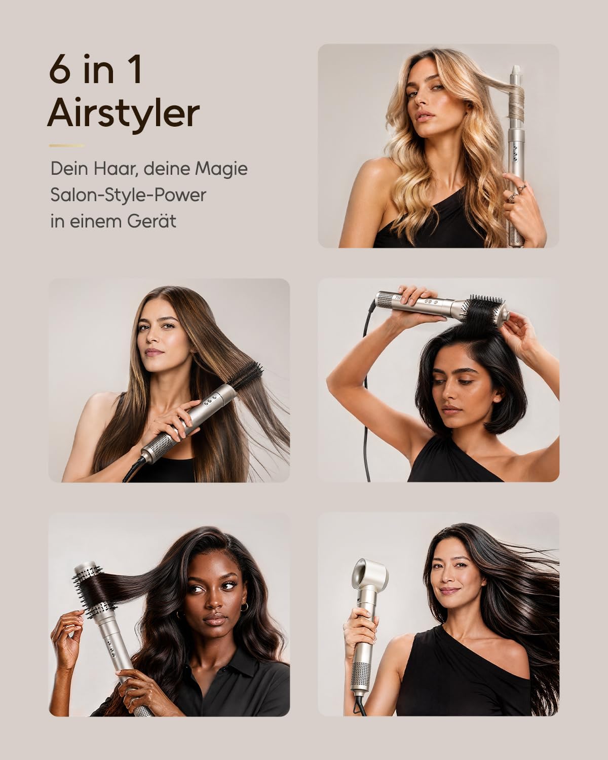 7MAGIC 6 in 1 Airstyler, Ionen Föhn,Auto-Wrap Lockenstab,Ohne Extreme Hitze – Bild 2