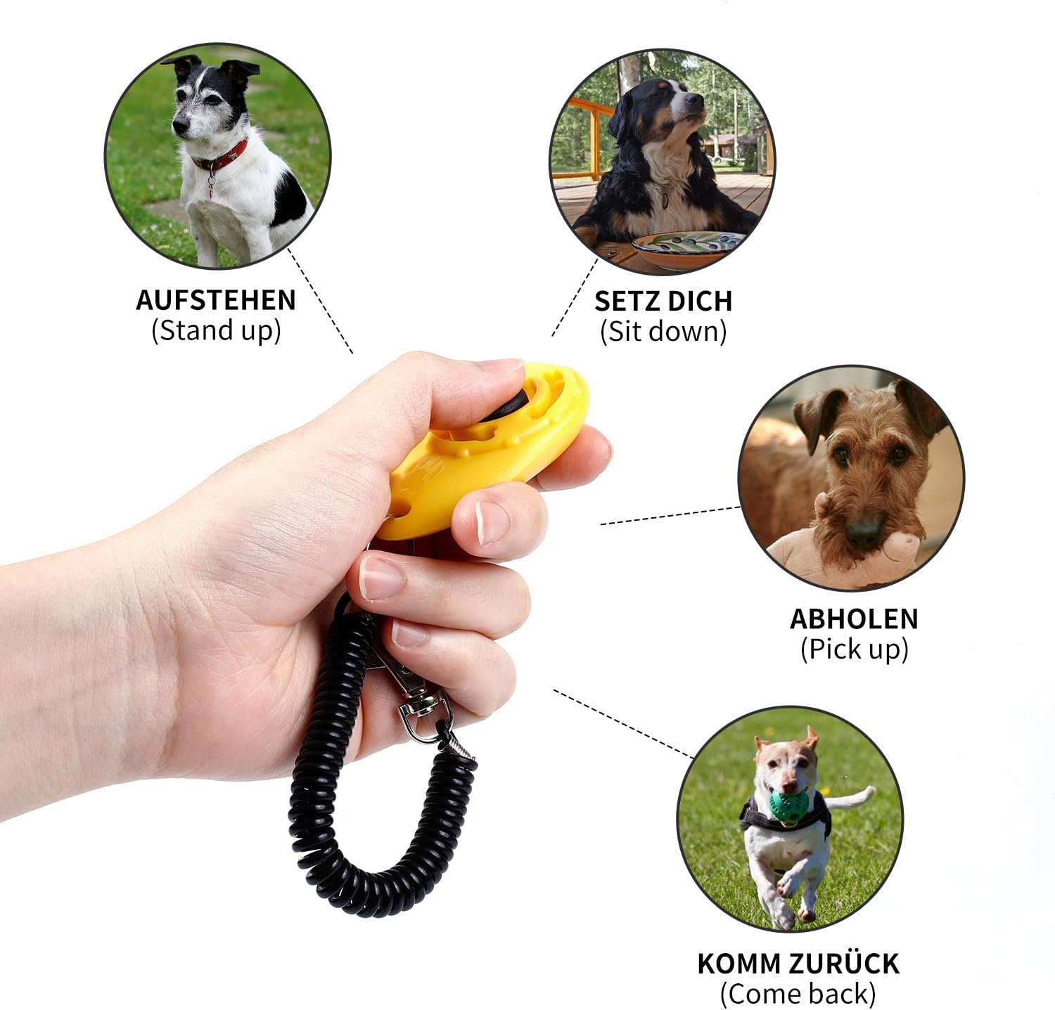 Toozey Hunde Clicker, 5 Stück Trainings Clicker für Hundeerziehung und Hundetraining, Klicker mit Großem Knopf für Hund, Katze, Pferd – Bild 5