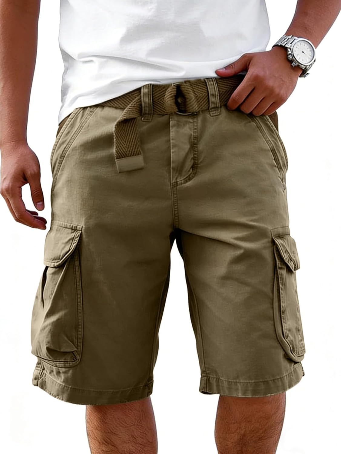 CLOAKA Kurze Hosen Herren Baumwolle Stretch Baggy Cargo Shorts Oversized Sommer Outdoor Loose Fit Casual Cargohose Herren Kurz mit Taschen – Bild 3