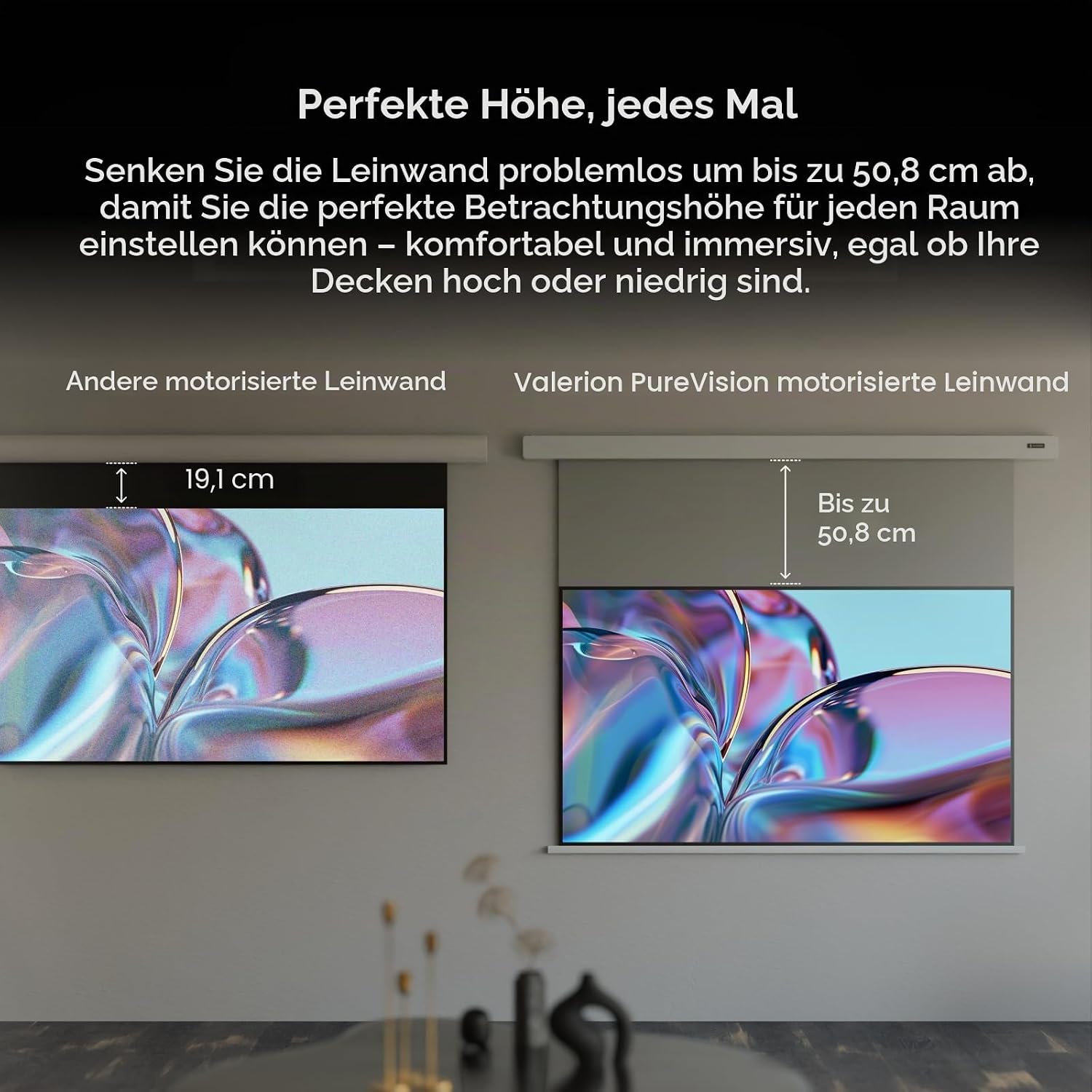 Anti-Speckle Valerion Plus2 4K Triple-Laser-Projektor Bundle mit 120" motorisierter Leinwand & Desktop-Gimbal-Ständer, Premium Heimkino-Setup – Bild 7