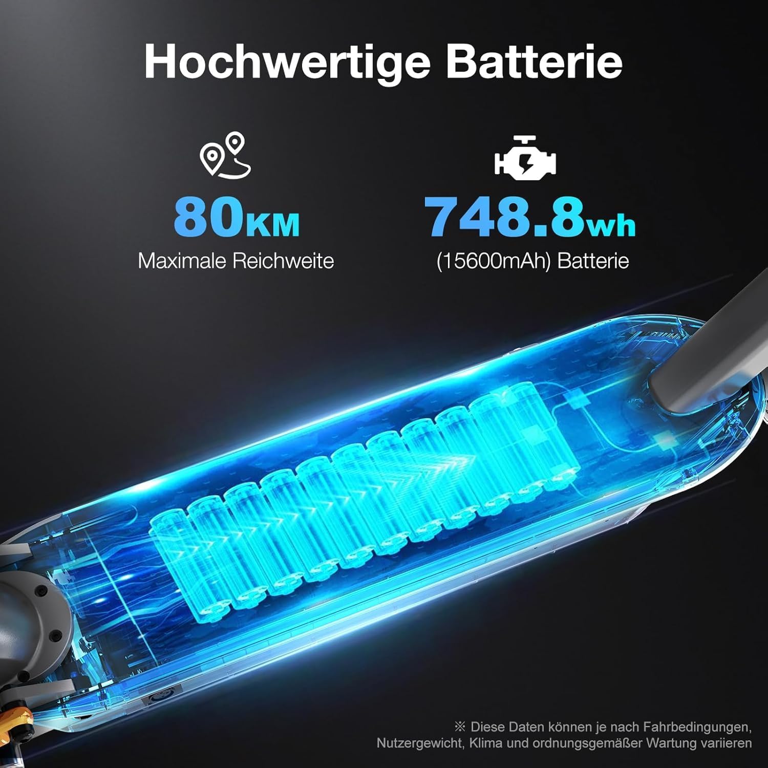 EVERCROSS E Scooter mit ABE, 500 W Motor, bis 80 KM Reichweite,Faltbar – Bild 3