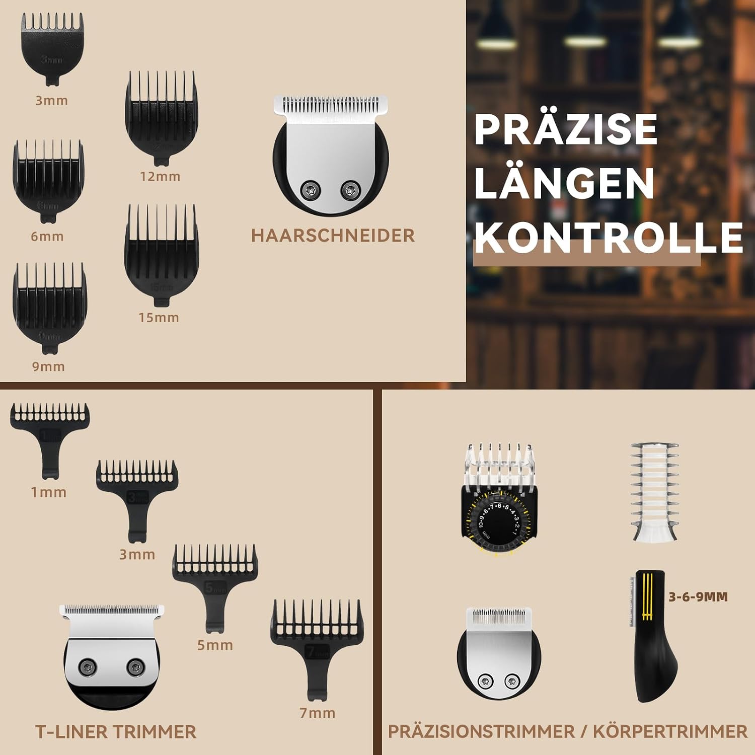 Ufree All-in-One Haarschneidemaschine, Profi Barttrimmer Haartrimmer Herren – Bild 7