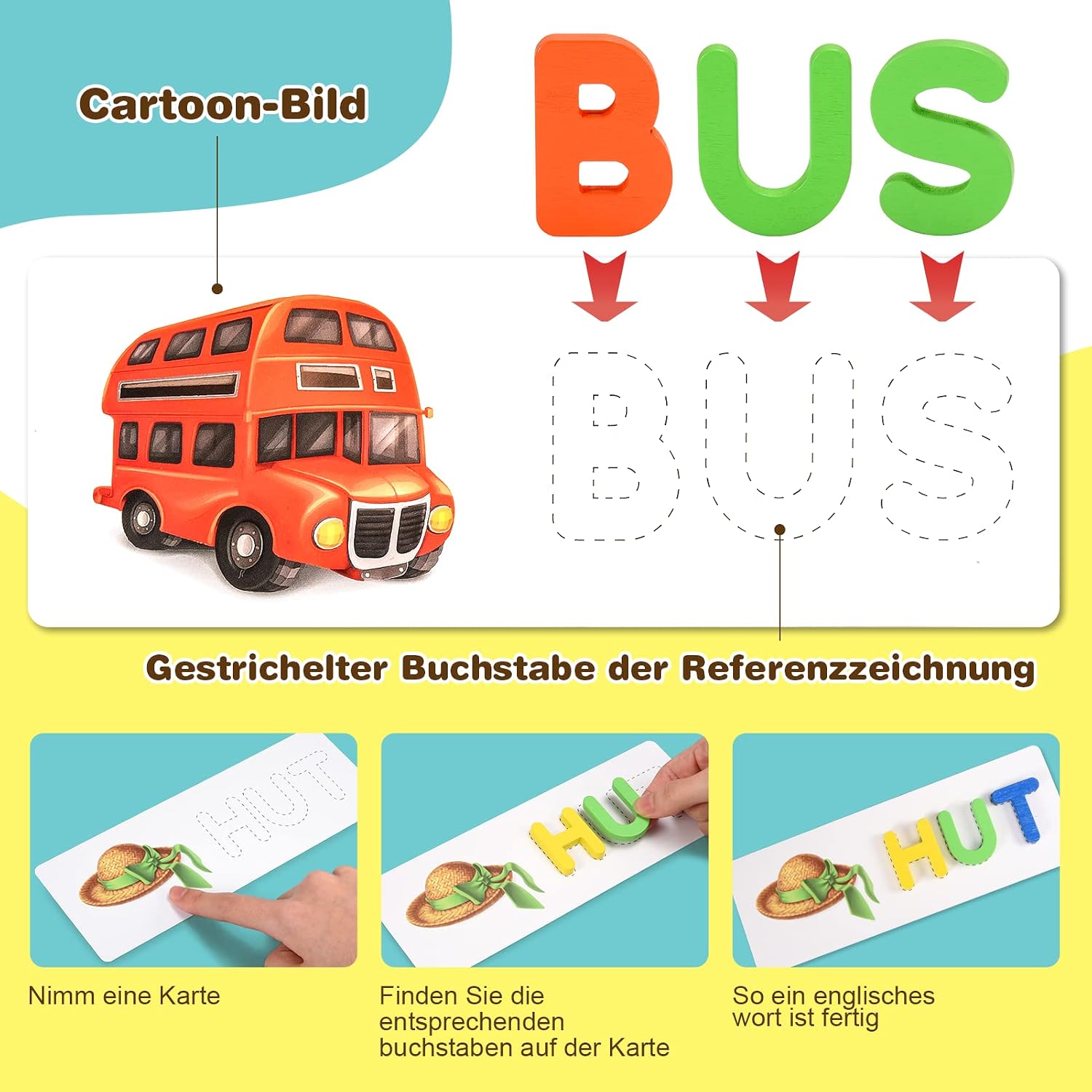 Qukir Buchstaben Lernen Lernspiele, Montessori Spielzeug ab 3 Jahre Vorschule Spiele ab 2 3 4 5 6 7 Jahren Jungen und Mädchen Geschenk Junge 3 4 5 6 Jahre Lernspiele ab 3 4 5 6 Jahre Kinderspielzeug – Bild 5