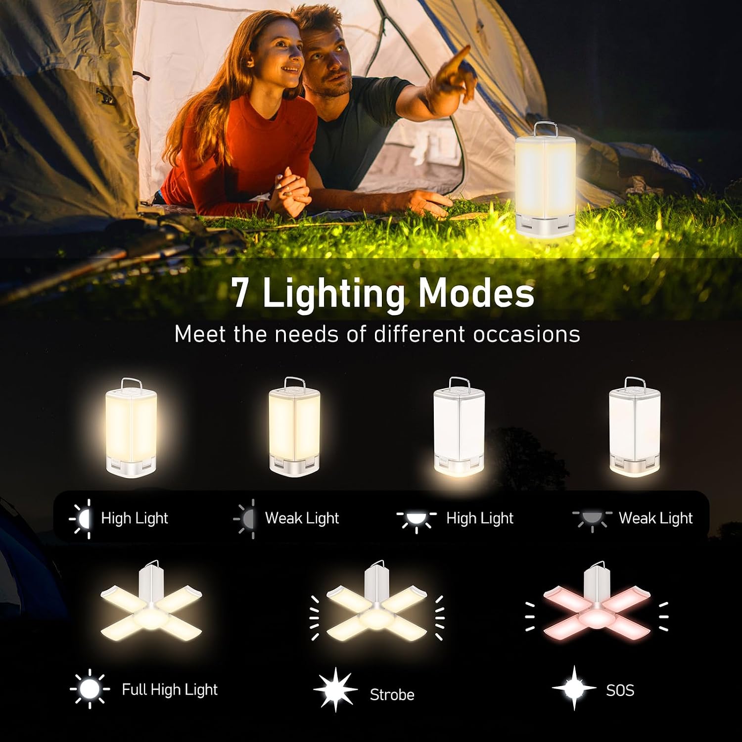 Blukar LED Campinglampe, Superhell 116 LEDs Camping Laterne mit 7 Lichtmodi – Bild 4