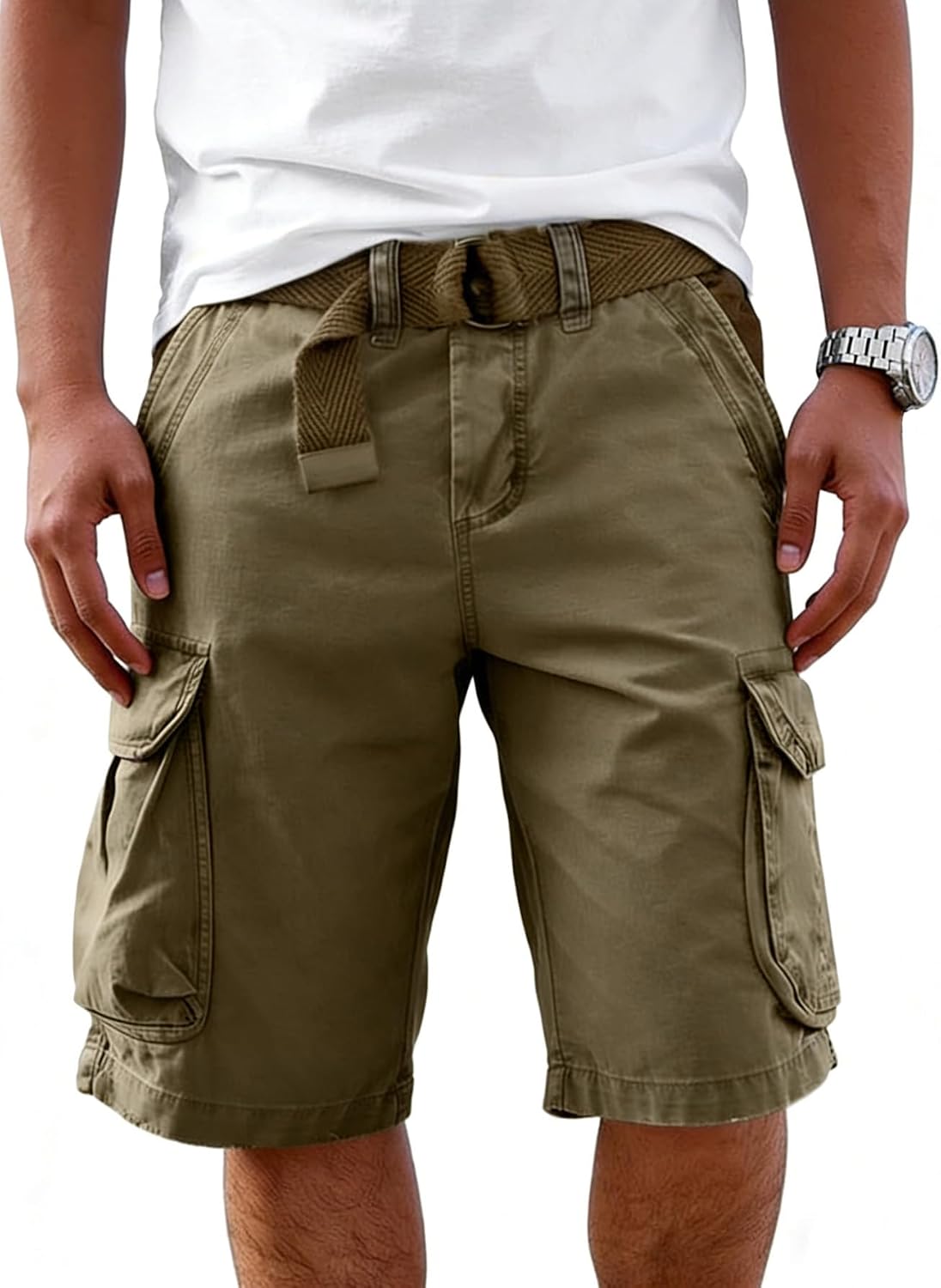 CLOAKA Kurze Hosen Herren Baumwolle Stretch Baggy Cargo Shorts Oversized Sommer Outdoor Loose Fit Casual Cargohose Herren Kurz mit Taschen – Bild 4