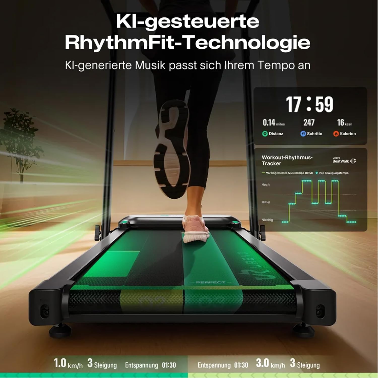 UREVO Laufband mit automatischer Steigung und Dual-Brushless-Antrieb – Bild 9