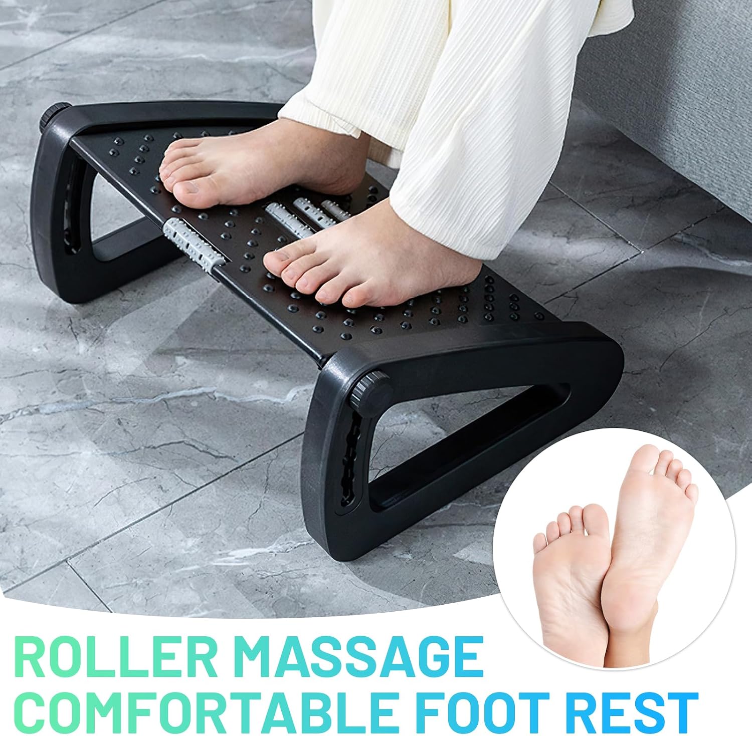 Fußstütze Schreibtisch,Höhenverstellbare Fußbank mit Massage Funktio – Bild 3