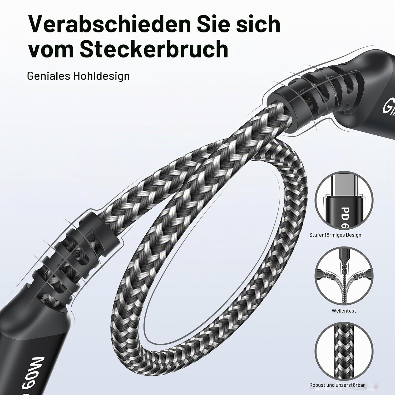 GIANAC USB C Kabel 4 Stück 0.5M+1M+1M+2M USB C auf USB C Kabel 60W – Bild 2