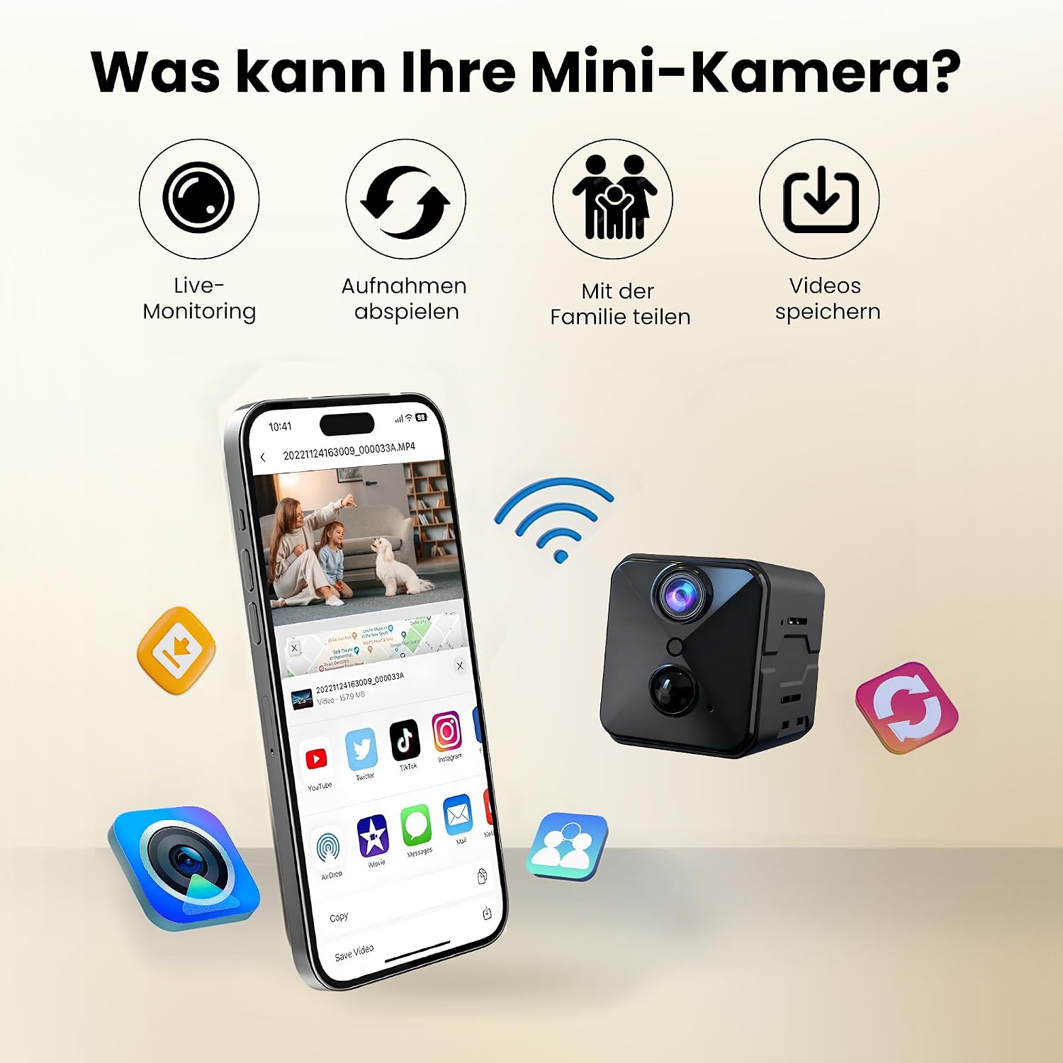 Erste 4K Mini Kamera Komplett neu Aufgewertet Überwachungskamera Innen Akku – Bild 7