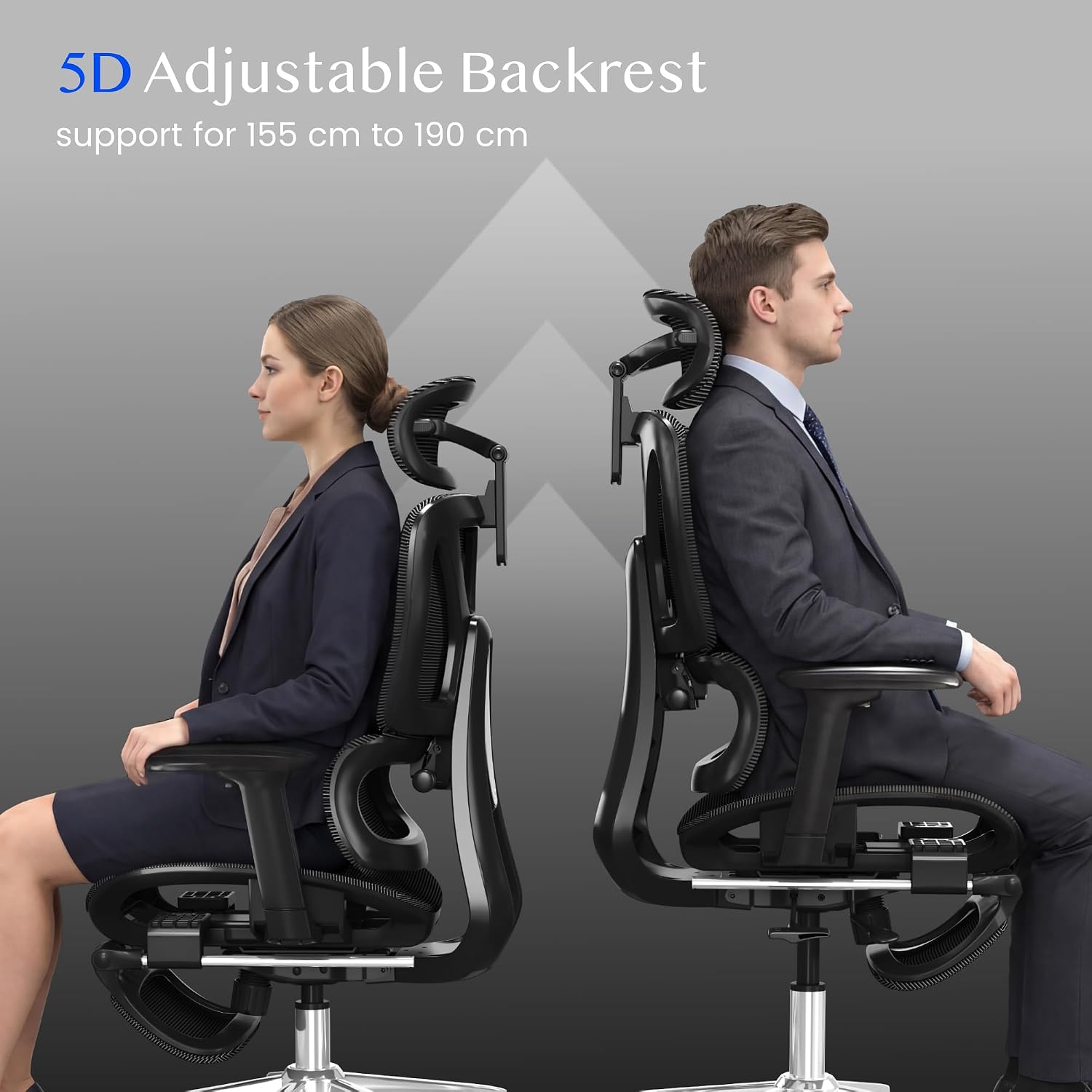 FLEXISPOT Ergonomischer Bürostuhl ErgoX Lite Schwarz – Bild 8