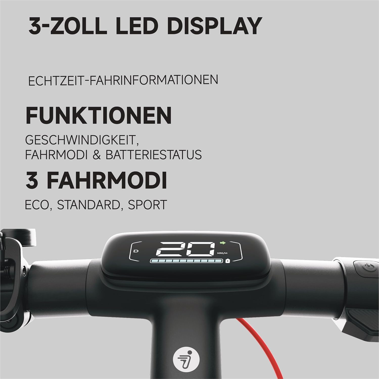 Segway-Ninebot E3 D E-Scooter für Pendler mit Straßenzulassung, 45km Reichweite (37km bei 20km/h), 800W Motor, faltbar & leicht (17,5kg), Federung vorne & hinten, 10-Zoll Reifen, IPX5 – Bild 9
