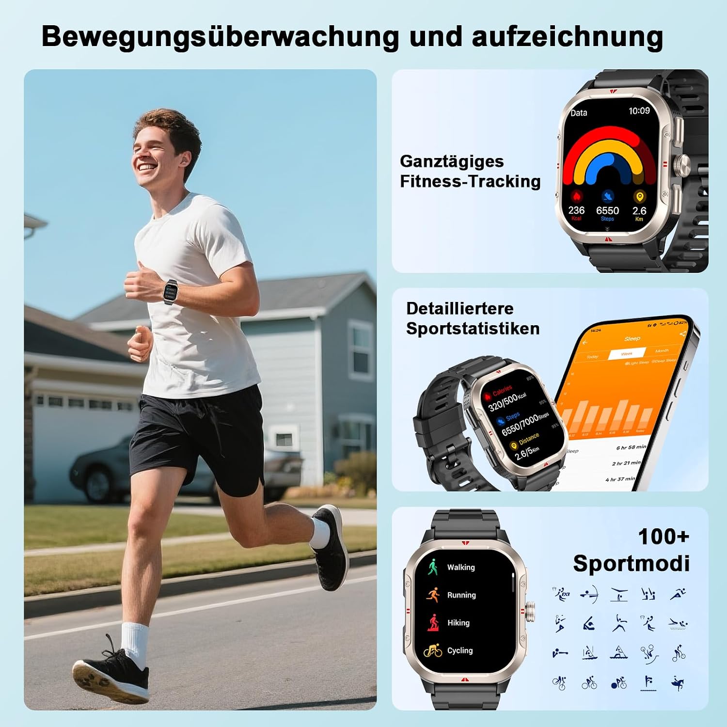 Smartwatch Herren mit GPS,2.06"AMOLED Smart Watch mit Bluetooth-5.4-Anrufe – Bild 5