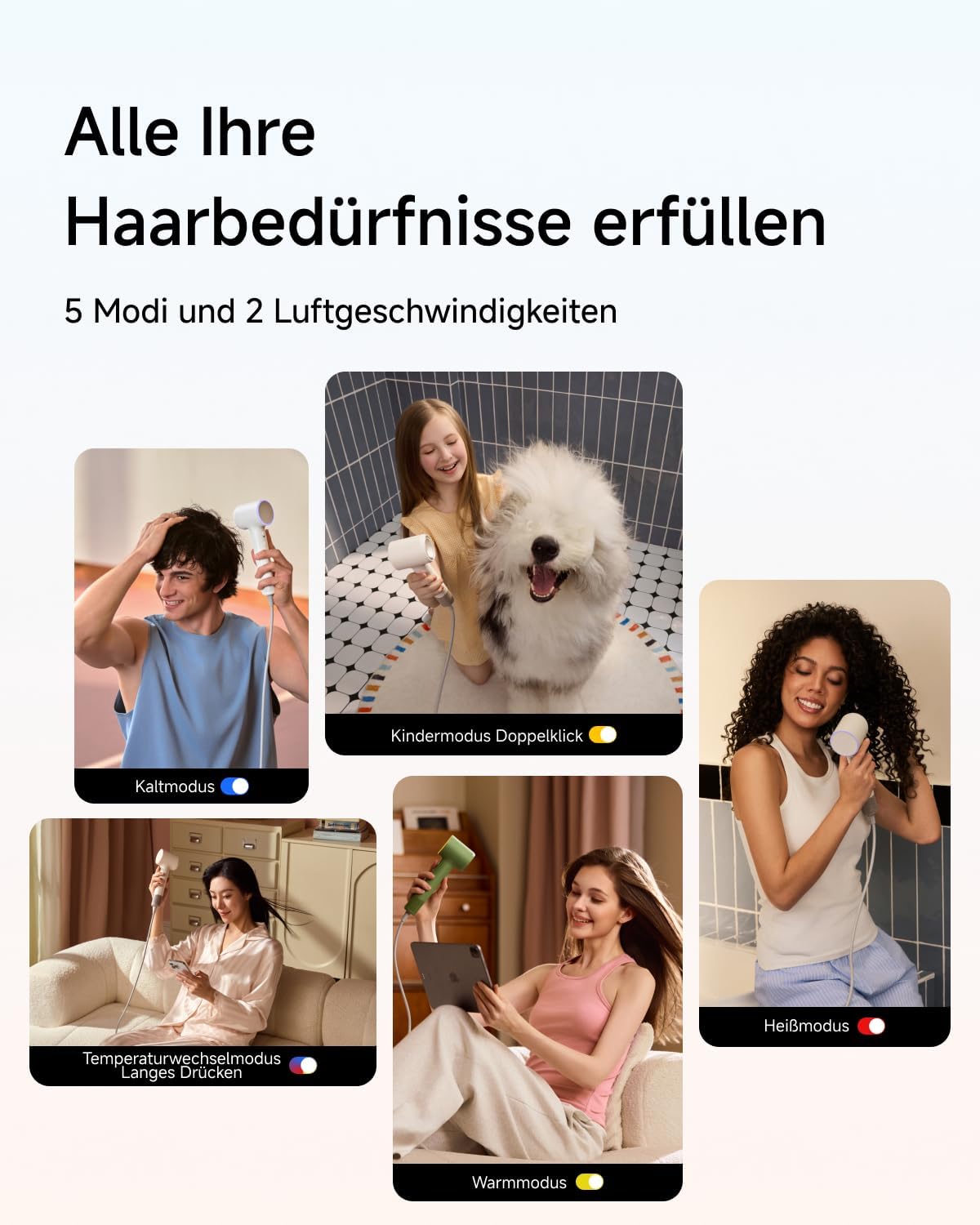 Laifen Air Pro Haartrockner, 299 g leicht, 20 m/s Luftstrom, Nachtschwarz – Bild 8