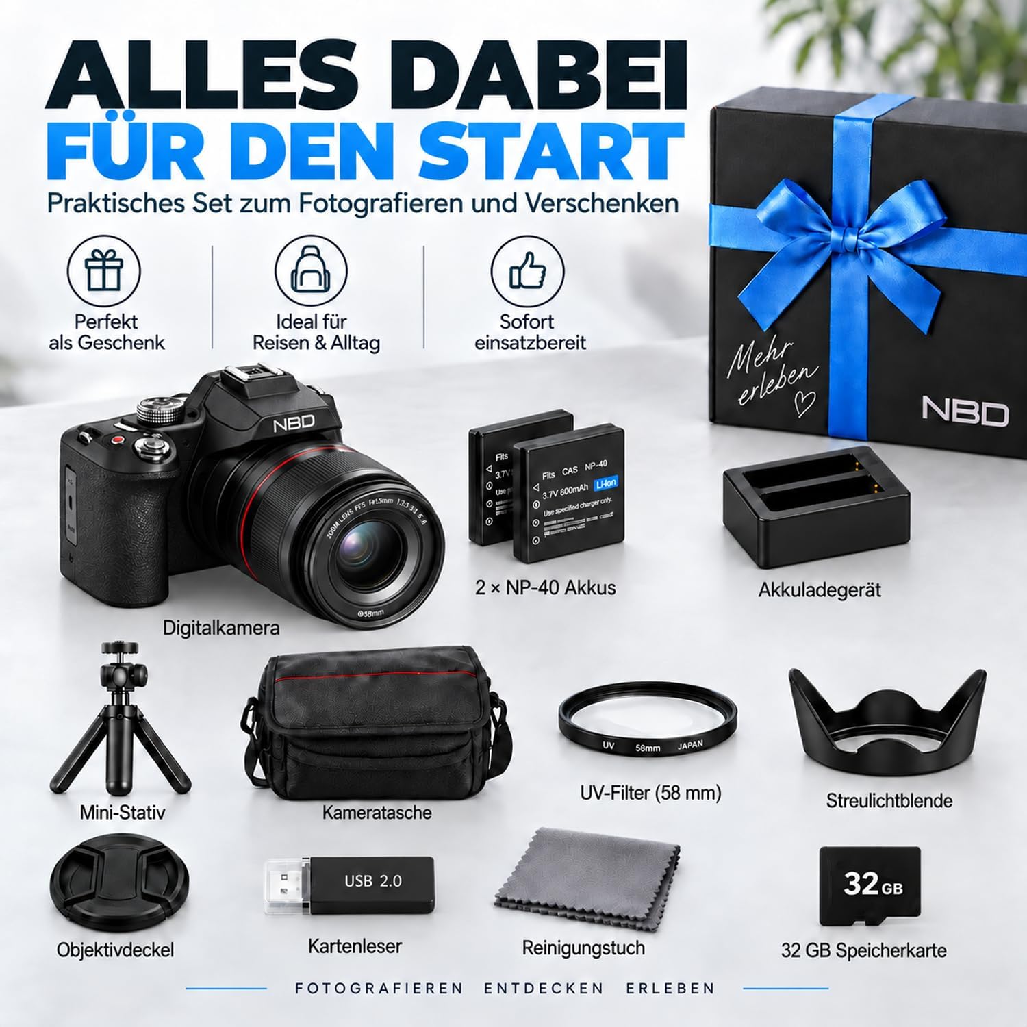 NBD 8K Digitalkamera 64MP, Autofokus, 16x optischer Zoom + 48x Hybridzoom – Bild 9