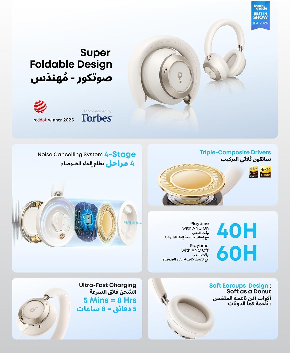 Soundcore by Anker Space One Pro Kabellose Kopfhörer (Generalüberholt) – Bild 2