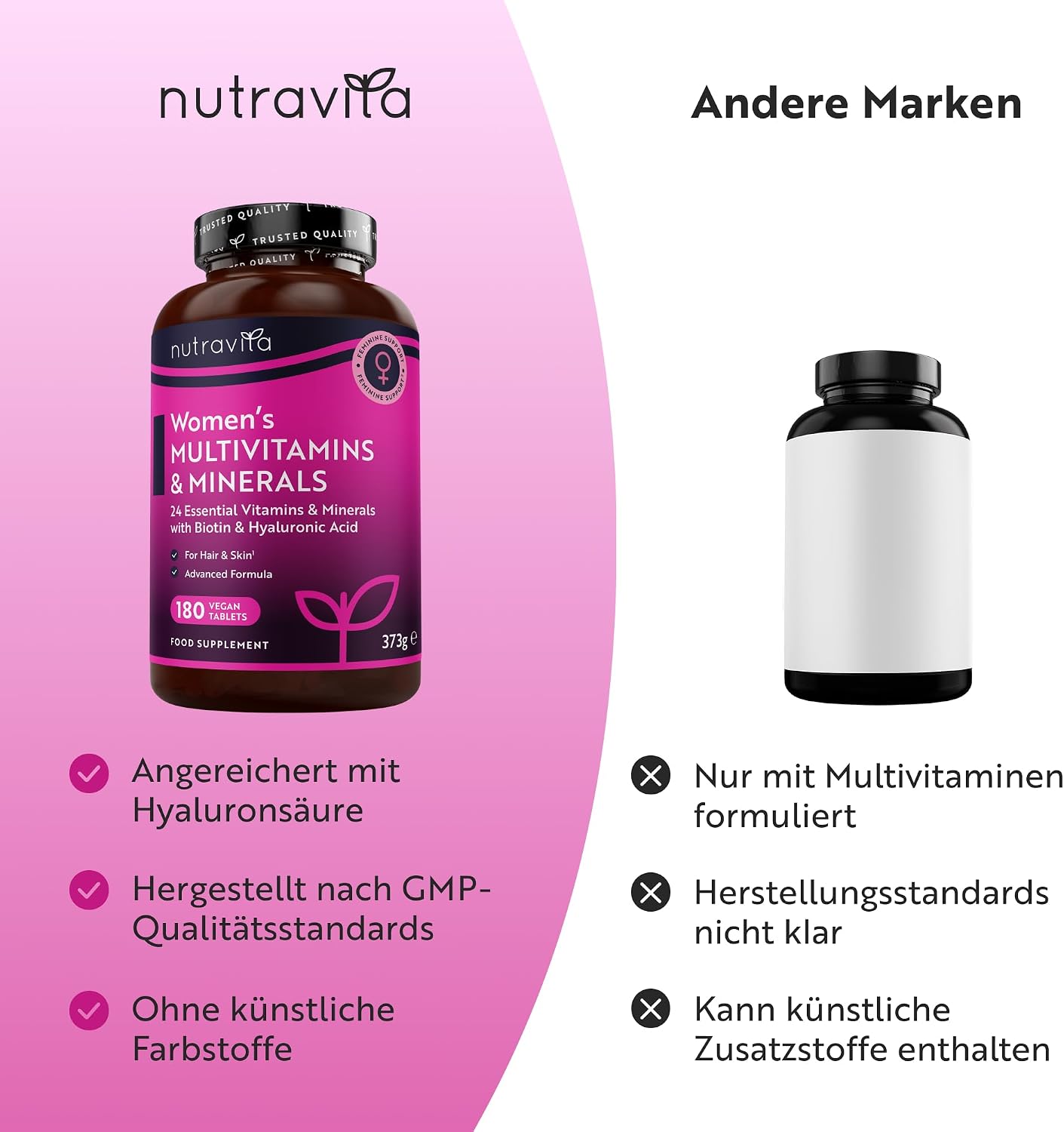 Nutravita Multivitamine & Mineralien für Frauen - 180 Vegane Tabletten – Bild 8