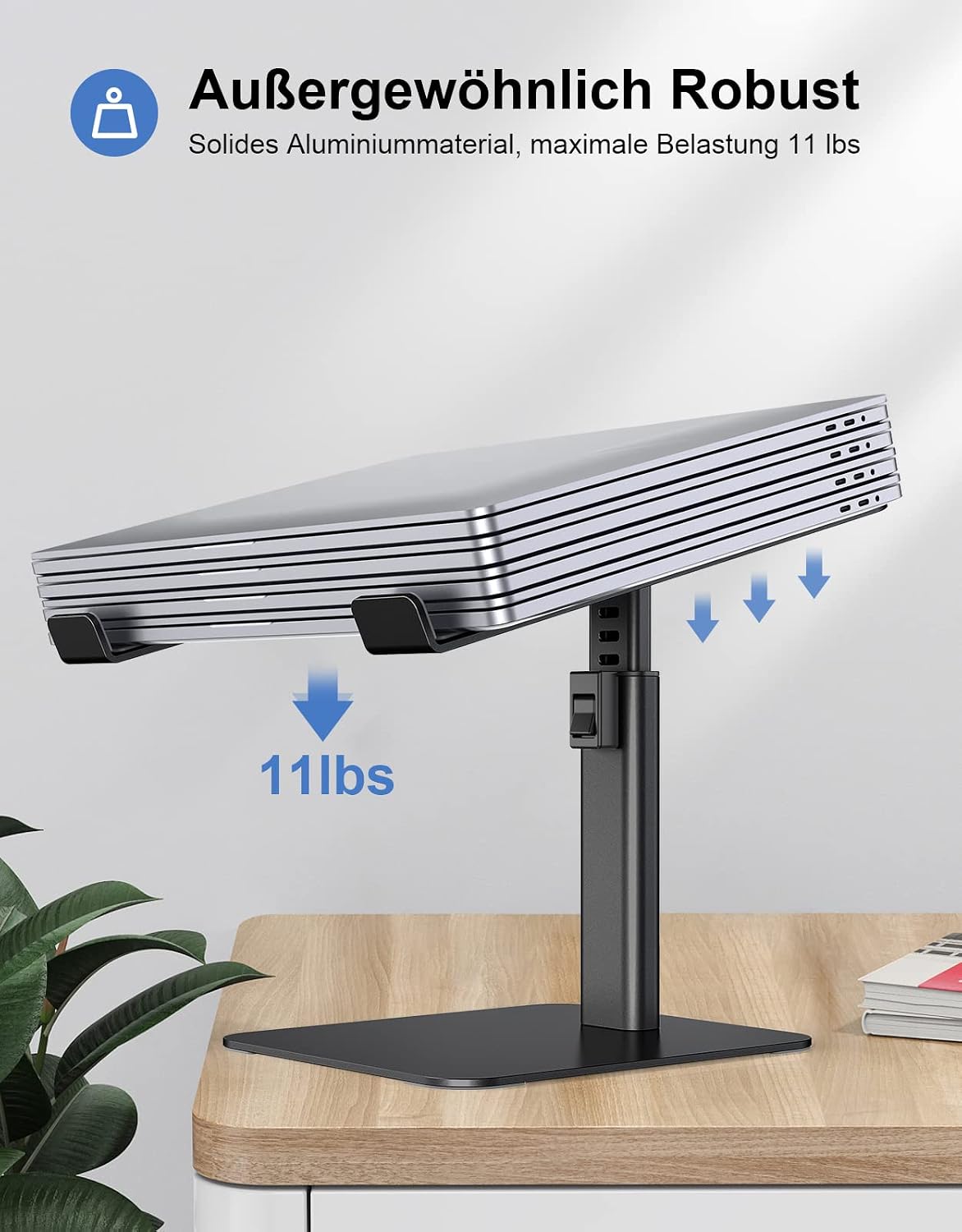 Babacom Laptop Ständer, 8X Höhenverstellbar Aluminium+Rundum-Silikon-Schutz – Bild 4