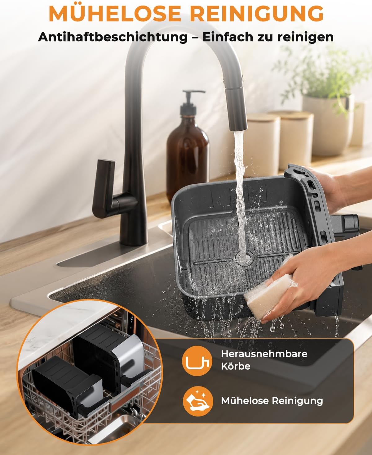WELLENT 11L Airfryer 2 Kammern (4+7L), 10-in-1 XXL Heißluftfritteuse – Bild 8