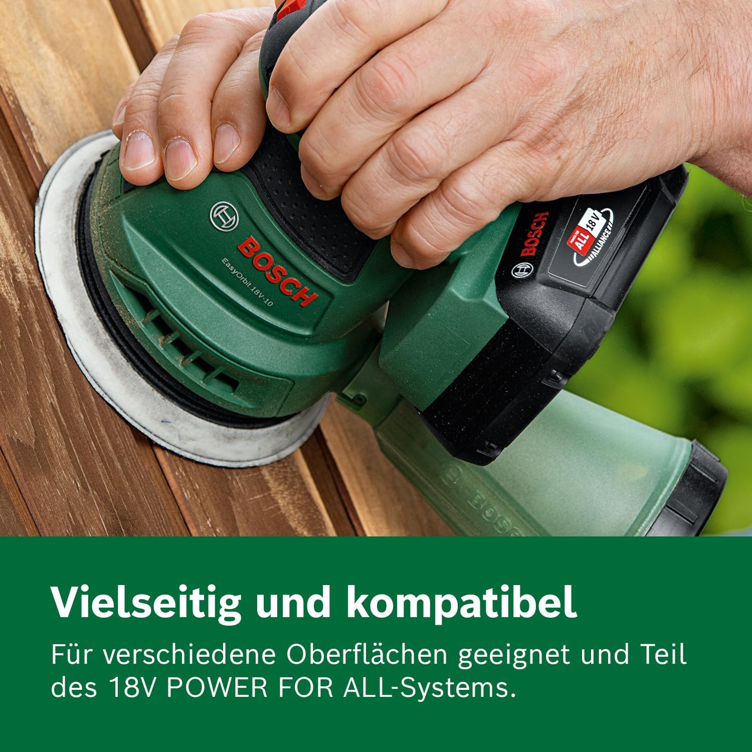 Bosch Akku-Exzenterschleifer EasyOrbit 18V-10 (Schleifen von kleinen bis mittelgroßen Holzoberflächen sowie lasierten und lackierten Oberflächen; Durchmesser: 125 mm; Akku 2.0Ah und Ladegerät) – Bild 5