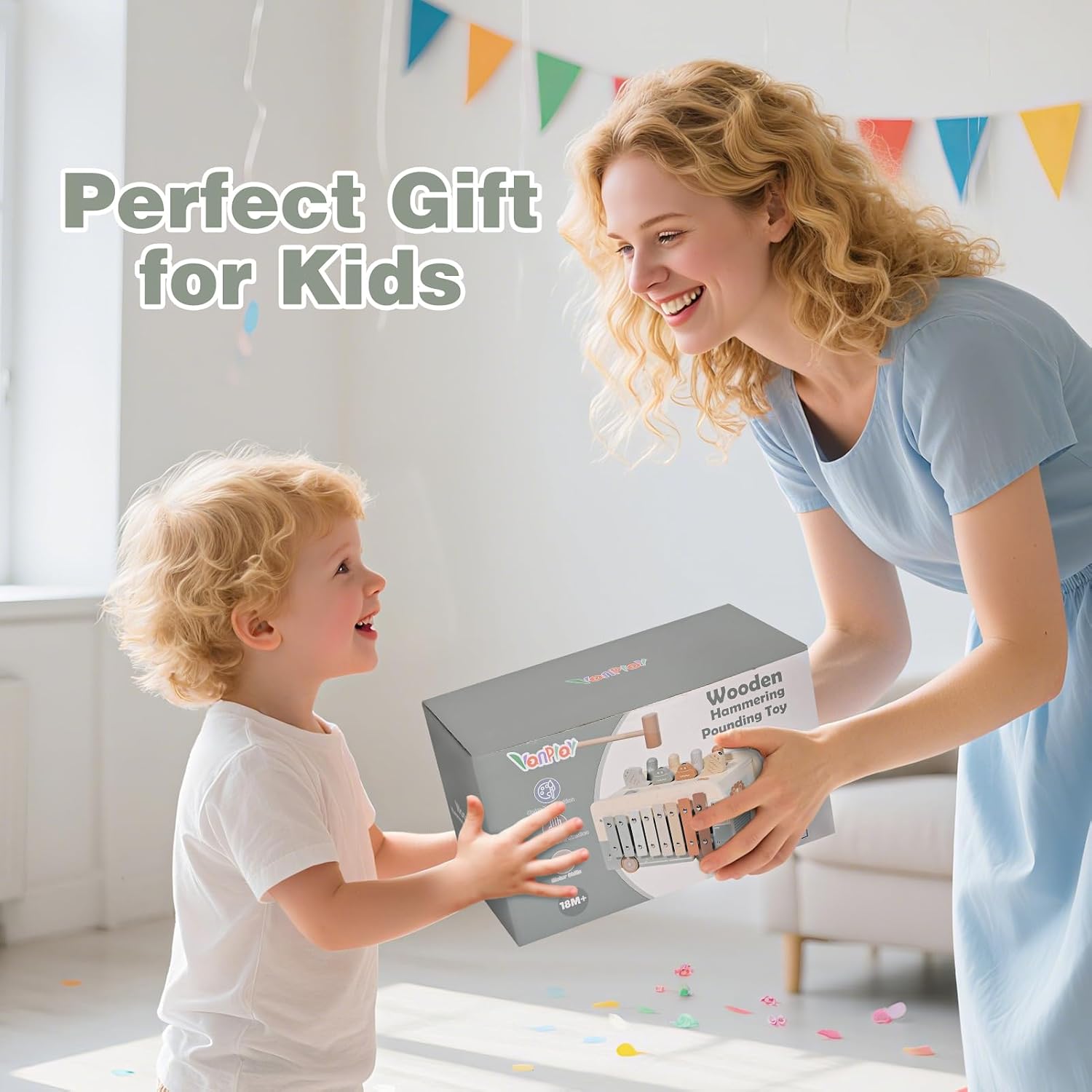 Vanplay Montessori Spielzeug ab 1 Jahr, 7 in 1 Hammerspiel Angelspiel Magnet Holzspielzeug Motorikspielzeug, Xylophon Kinder 1 Jahr, Geschenk Kinderspielzeug ab 1 2 3 Jahre Mädchen Junge – Bild 7
