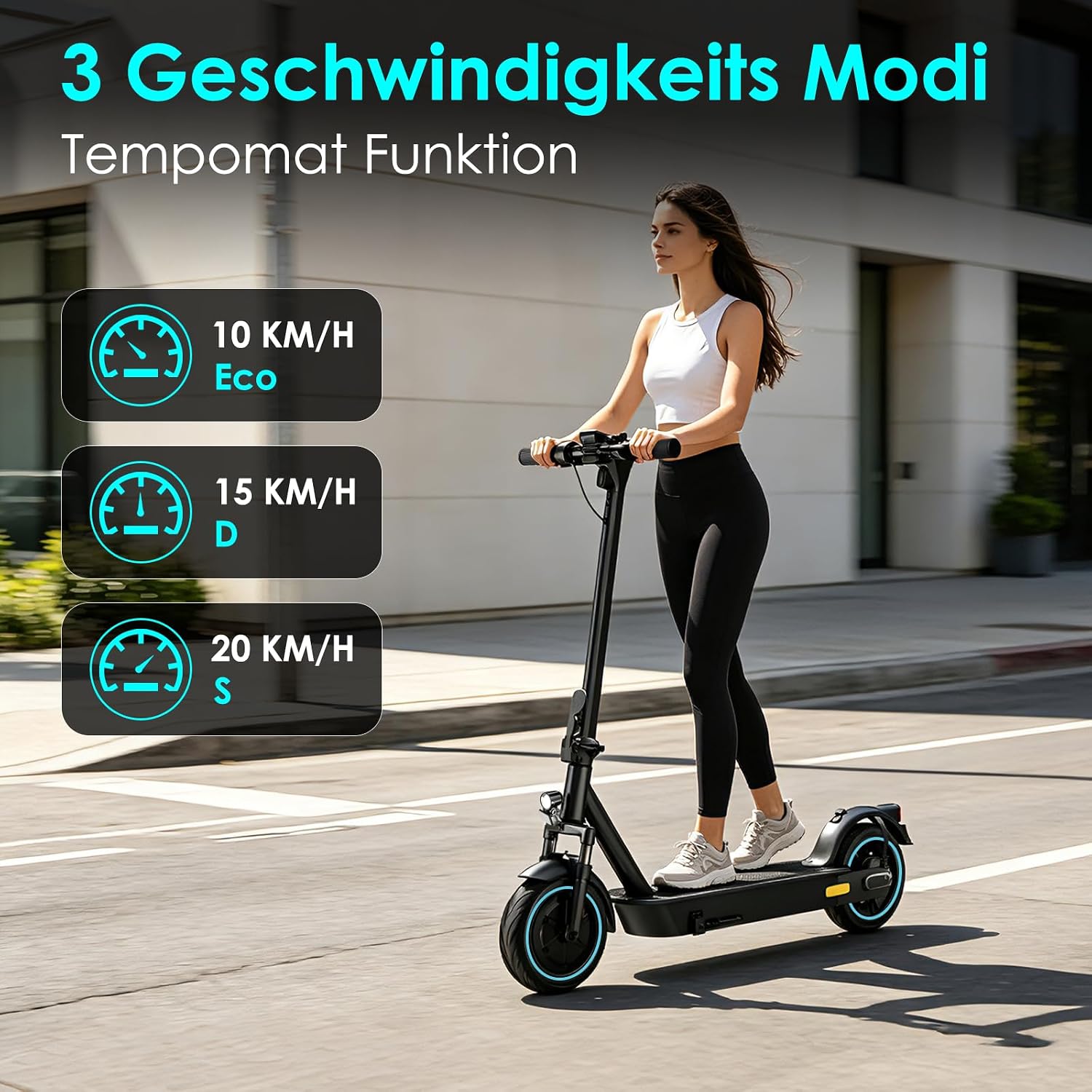 E Scooter mit Straßenzulassung, 500W Spitzenleistung, 10-Zoll Wabenreifen, Elektroroller, Höchstge Schwindigkeit 20 KM/H, 8Ah/12Ah Akku, 35-45 KM Reichweite, Doppelbremse – Bild 5