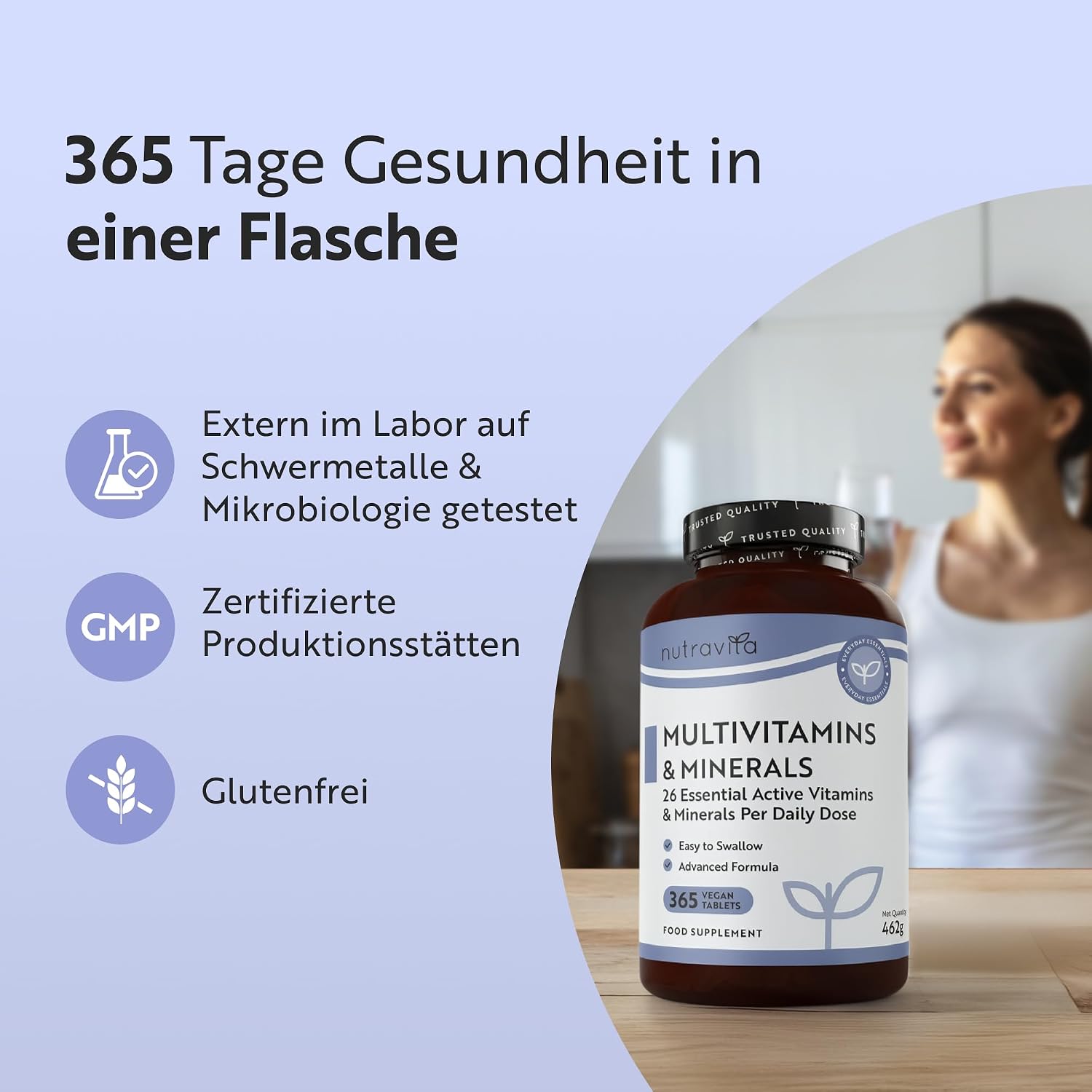 Nutravita Multivitamin & Mineralstoffe - 365 vegane Tabletten – Bild 3