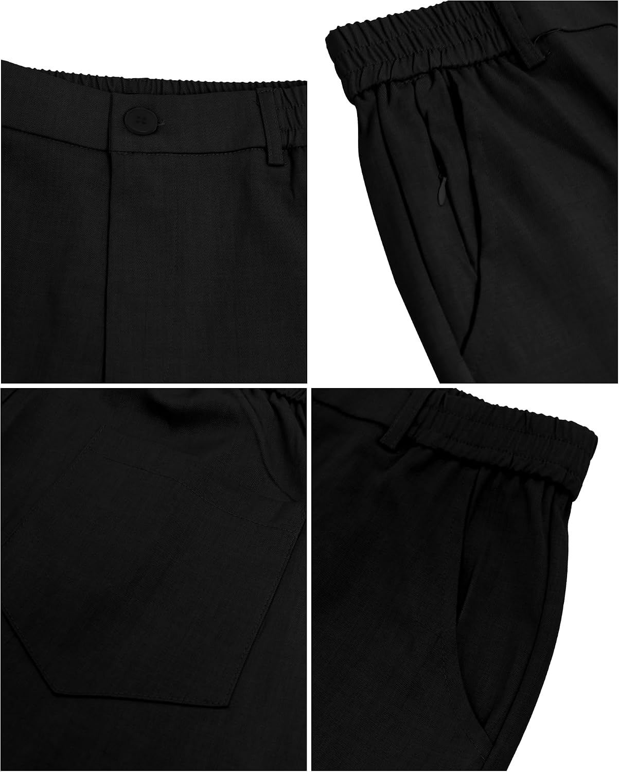 LVCBL Herren Chinohose Stretch Sommer Regular Fit Freizeithose Einfarbig Passform Mit Bundgummi – Bild 5