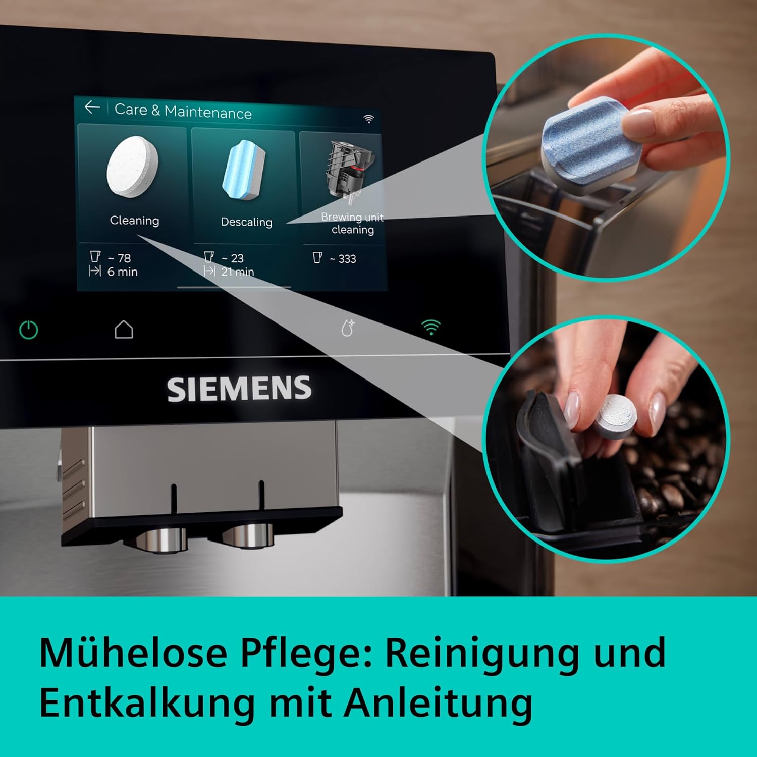 Siemens Kaffeevollautomat EQ700 iAroma, Full-Touch-Display, integrierter Milchbehälter, Tassenwärmer, Cold Brew und Slow Brew, Home Appliances App, Edelstahl schwarz, TQ727D03 – Bild 8