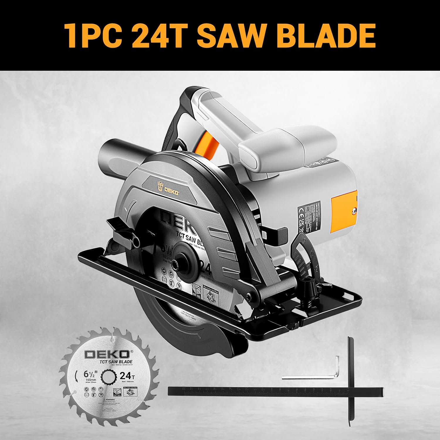 DEKOPRO Handkreissäge 1200W mit Kabel, Kreissäge mit Ø165mm Sägeblatt (24 Zähne), 4.800 U/min, Schnitttiefe bis 55mm (90°) und 33mm (45°), inkl. Parallelanschlag, für Holz – Bild 9