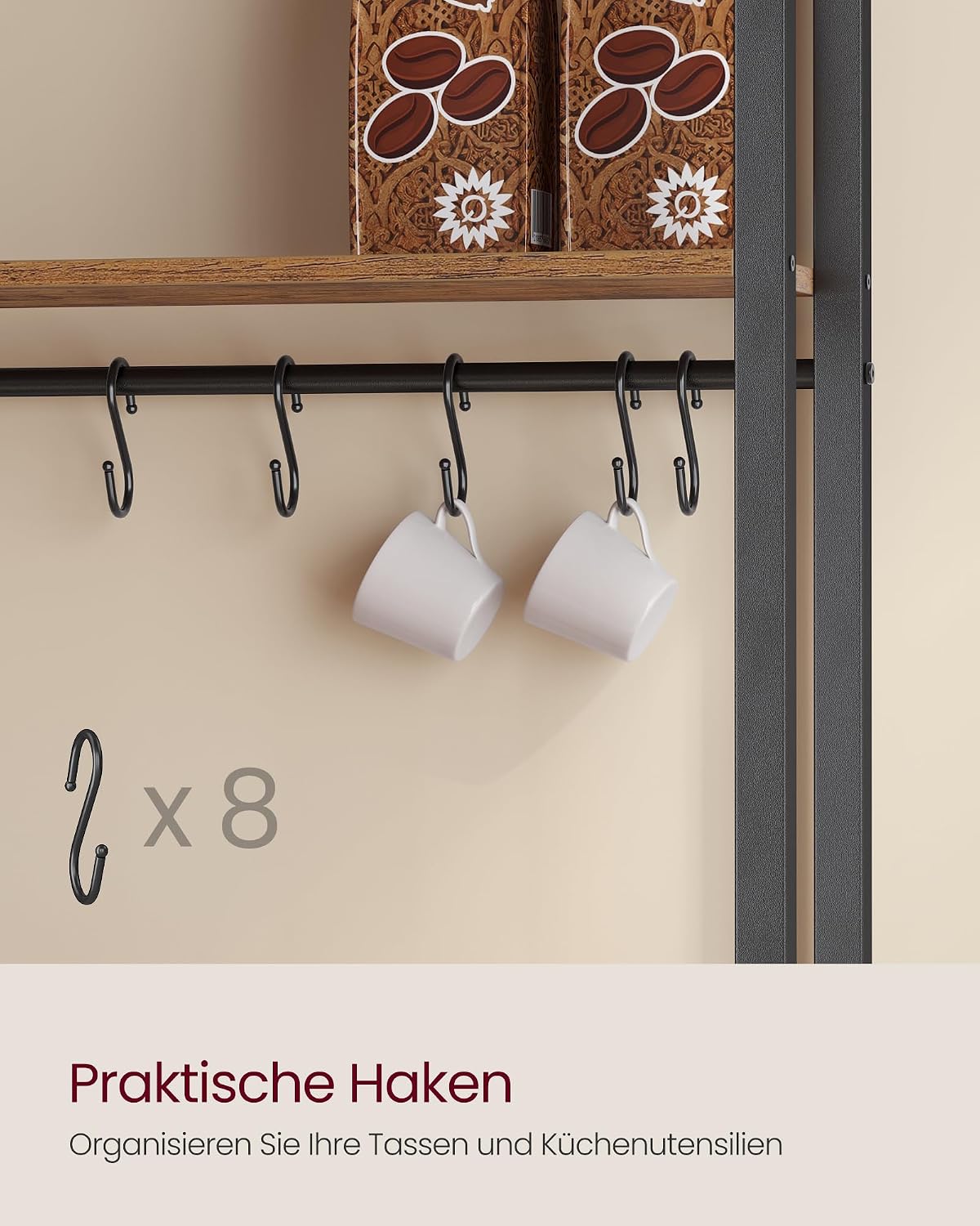 VASAGLE Küchenregal mit Steckdosen, Küchenschrank, 40,3 x 60 x 170 cm – Bild 7