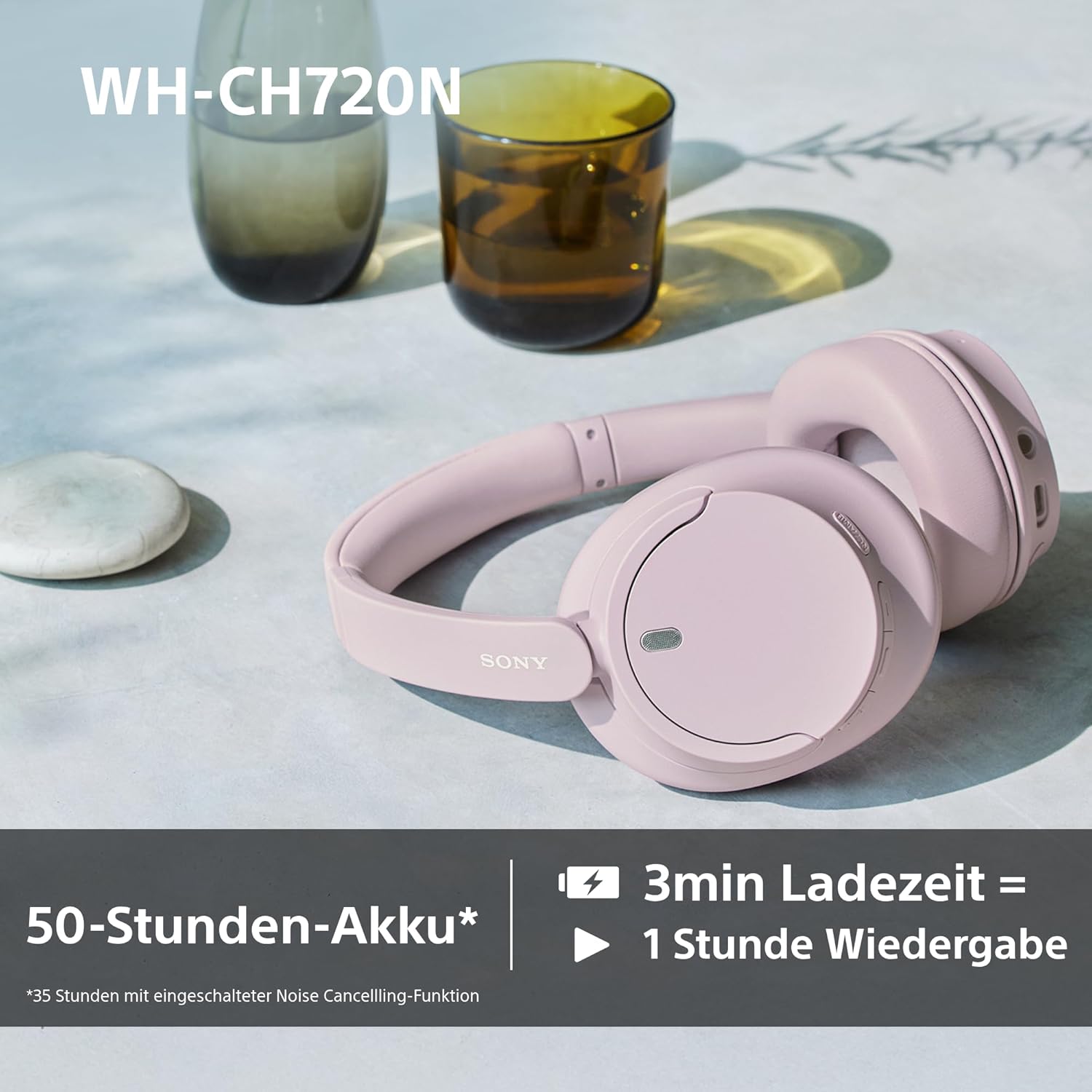 Sony WH-CH720N Kabelloser Bluetooth-Kopfhörer mit Noise Cancelling - bis zu 35 Stunden Akkulaufzeit und Schnellladefunktion - Schwarz – Bild 7