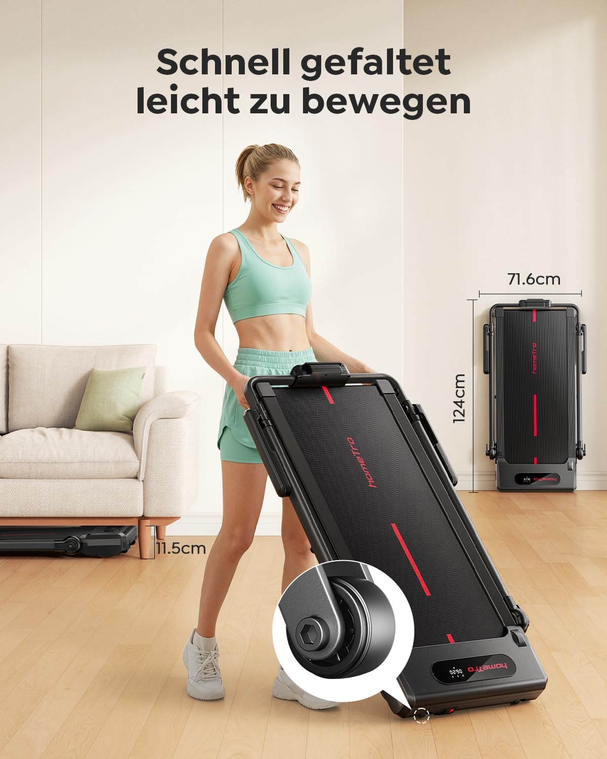 homeTro Laufband für Zuhause mit 3,0 PS Motor, Walking Pad mit 7% Steigung – Bild 8