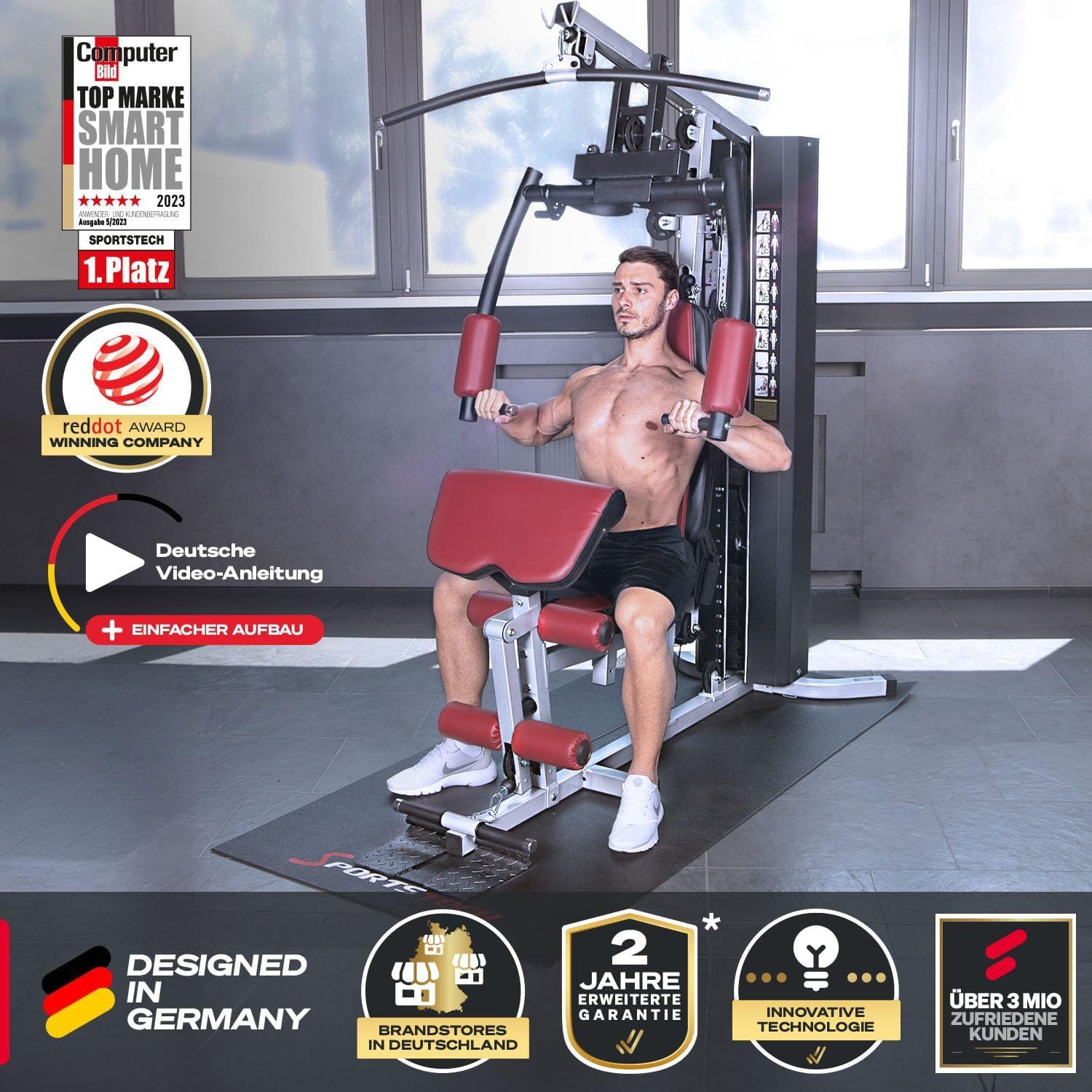 Sportstech, Kraftstation + bis 80 kg Gewichtsblock, Homegym HGX100/HGX300 – Bild 4