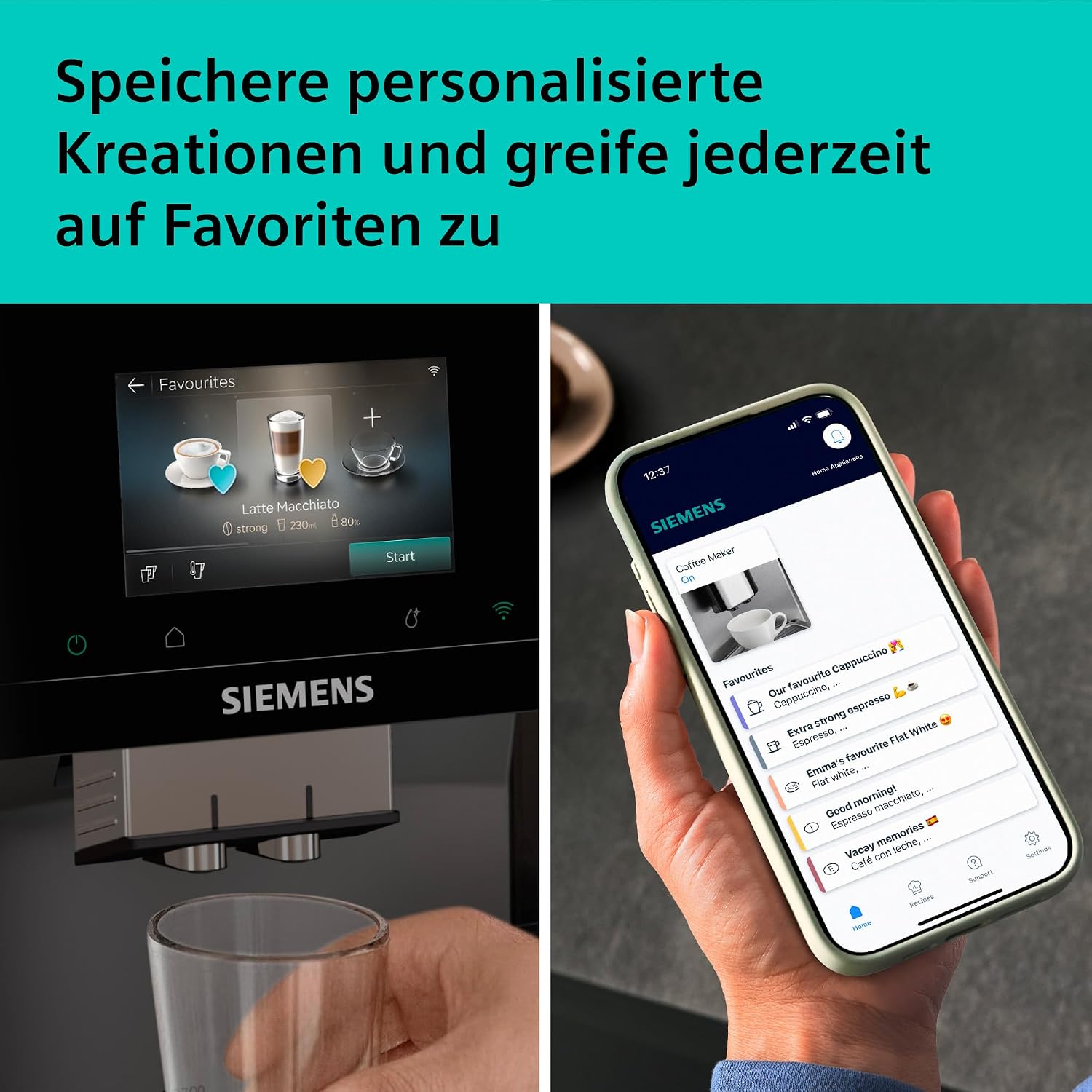 Siemens Kaffeevollautomat EQ700i Aroma, TP725E01, Grau, >40 Getränke – Bild 5