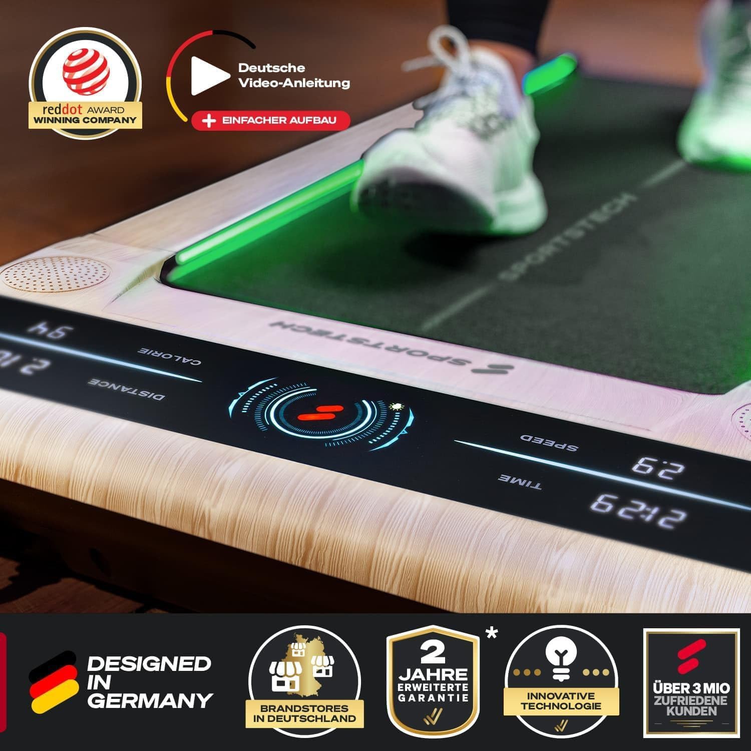 Sportstech Walking Pad mit Steigung, 150 kg belastbar, 8 km/h, Under Desk, Laufband für Zuhause Schreibtisch mit LED-Beleuchtung, fürs Home Office, Schrittzähler, bis 8 km/h, Treadmill, sWalk – Bild 4