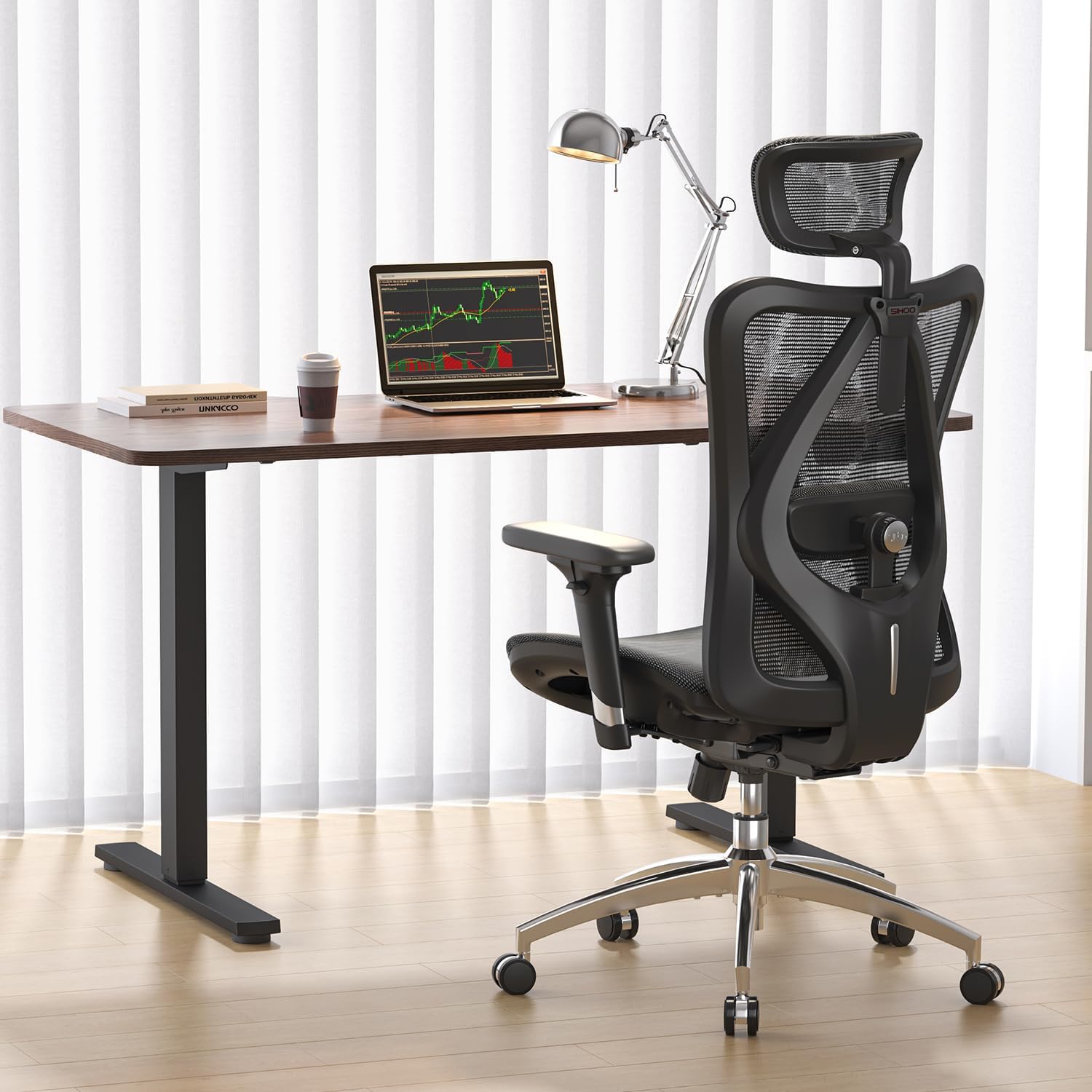 SIHOO M57 Ergonomischer Bürostuhl, Chefsessel mit 3D verstellbare Armlehne und Lendenwirbelstütze, Hautfreundliche Netz-Hochlehne, Schreibtischstuhl bis 150kg/330LB Belastbar(schwarz) – Bild 2