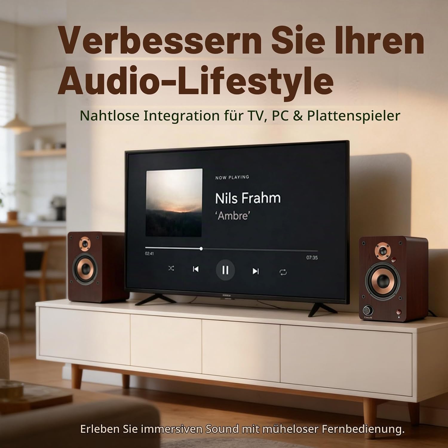 LONPOO Bluetooth Regal-Lautsprecher mit 4'' Woofer 100W Aktiv Lautsprecher – Bild 2