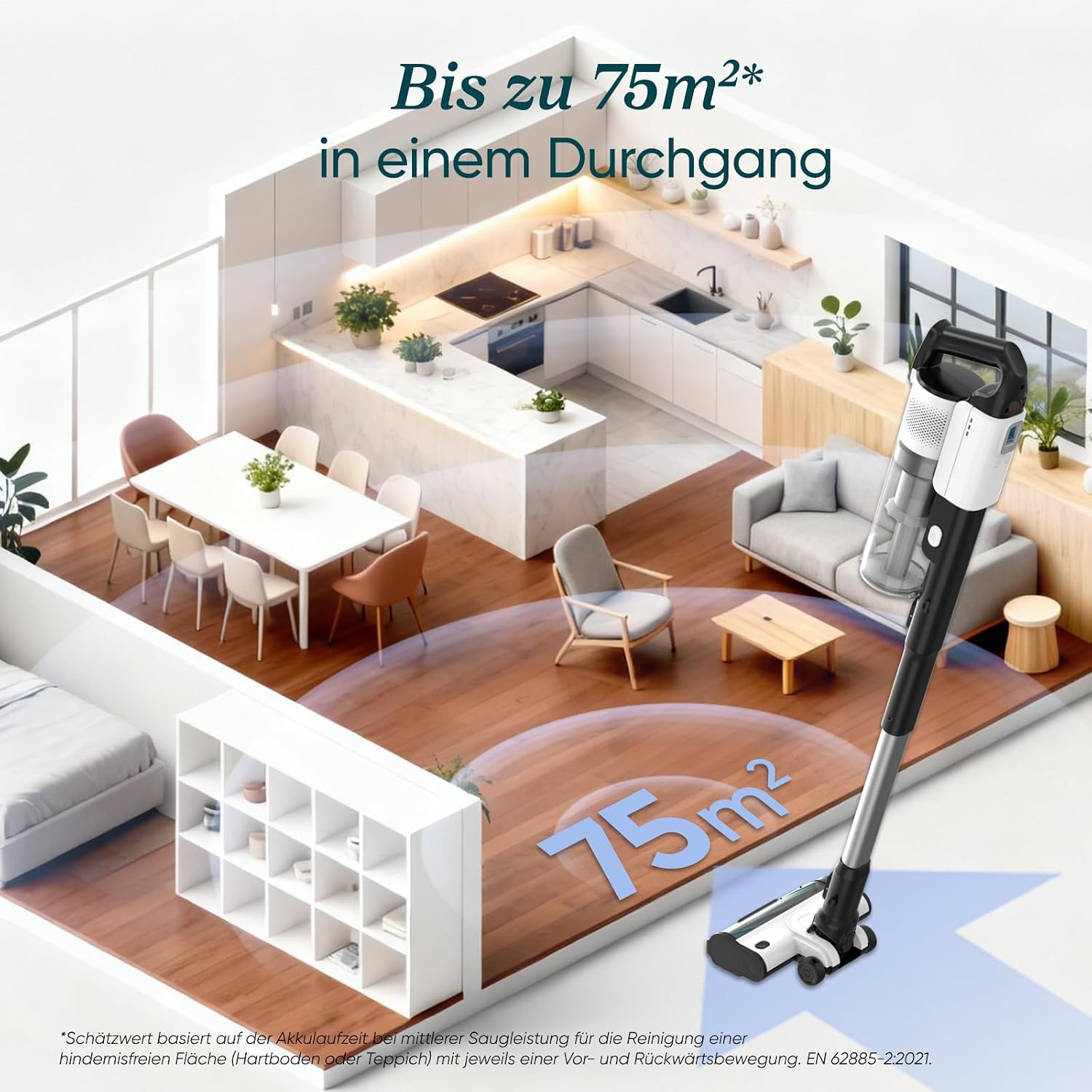 Levoit Akku Staubsauger LVAC 200, bis 75 m², Anti Tangle, Schwarz – Bild 4