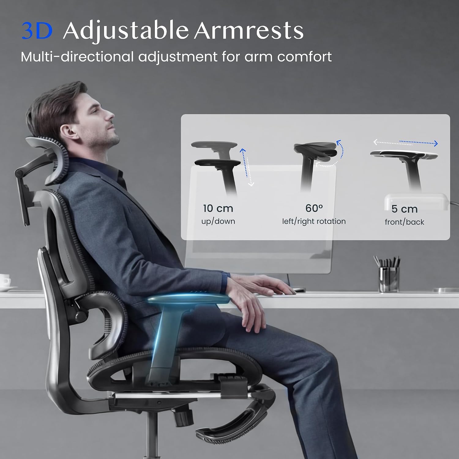 FLEXISPOT Ergonomischer Bürostuhl ErgoX Lite Schwarz – Bild 5