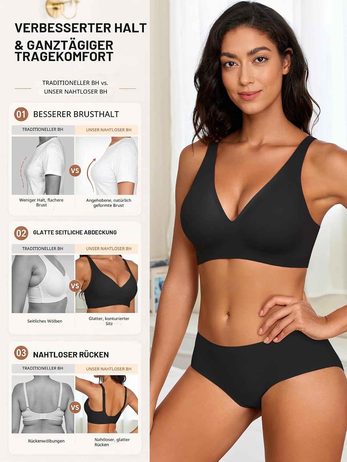 BH Damen Ohne Bügel Push Up BH Nahtloses Bustier Damen BH Seamless Bralette – Bild 2