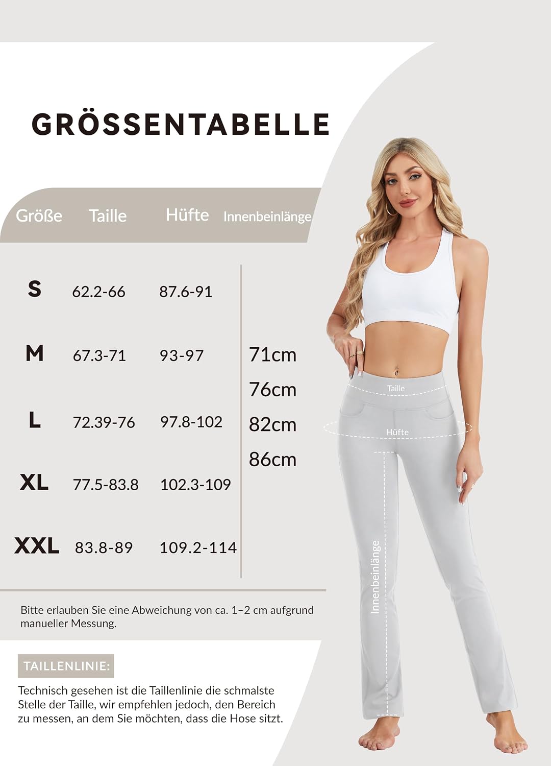 SAFORT Damen Yogahosen Gerade Geschnittene Für Yoga Jogginghose, 4 Hosentaschen Freizeithose, 160cm -182 cm – Bild 6