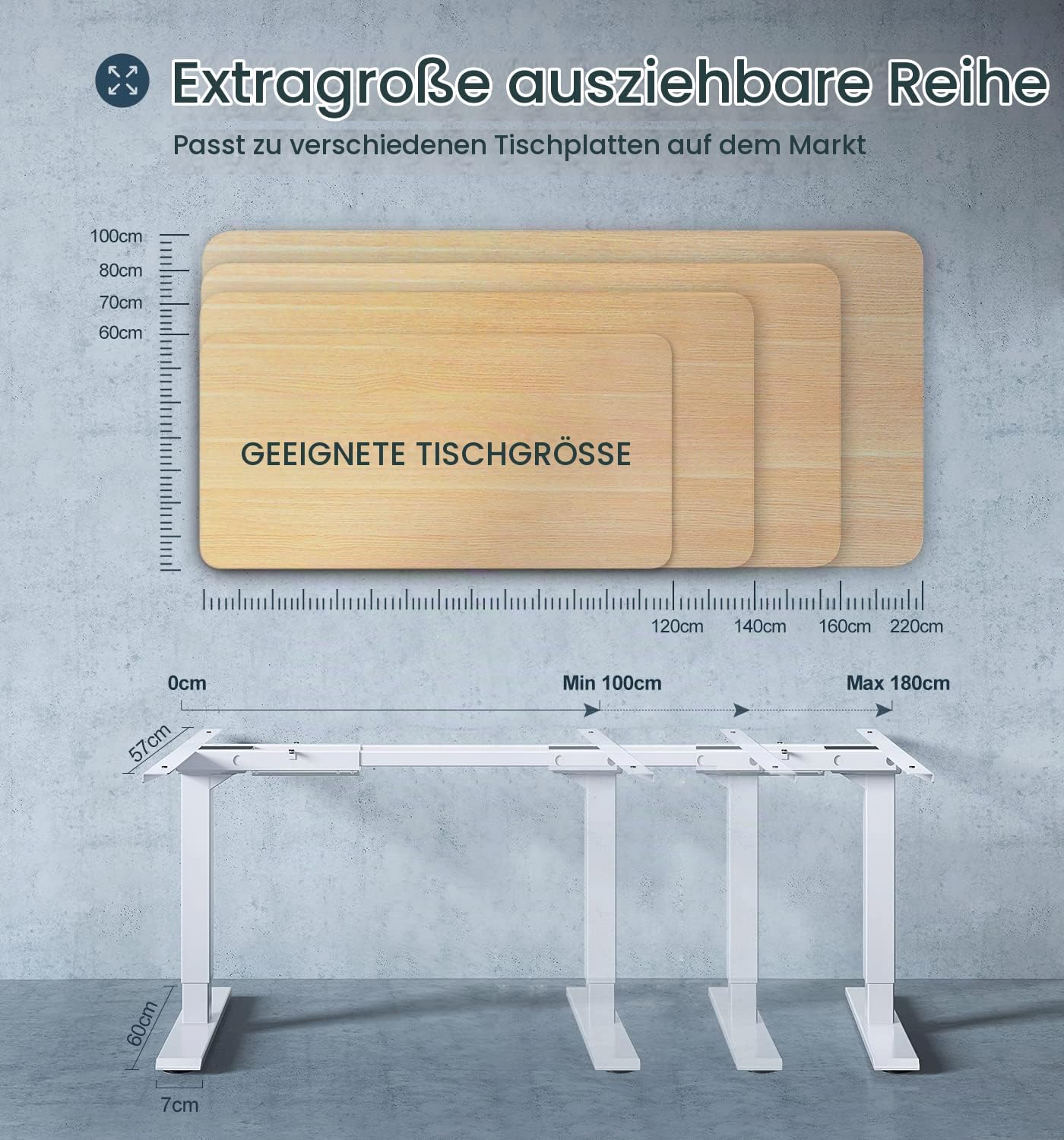 MAIDeSITe höhenverstellbarer elektrisher Schreibtisch mit 2 starken Motoren, höhenverstellbares tischgestell 2 teiligen Beinen sowie auch 4 Memory-Steuerung und Kollisionschutz Funktion(Weiß) – Bild 3