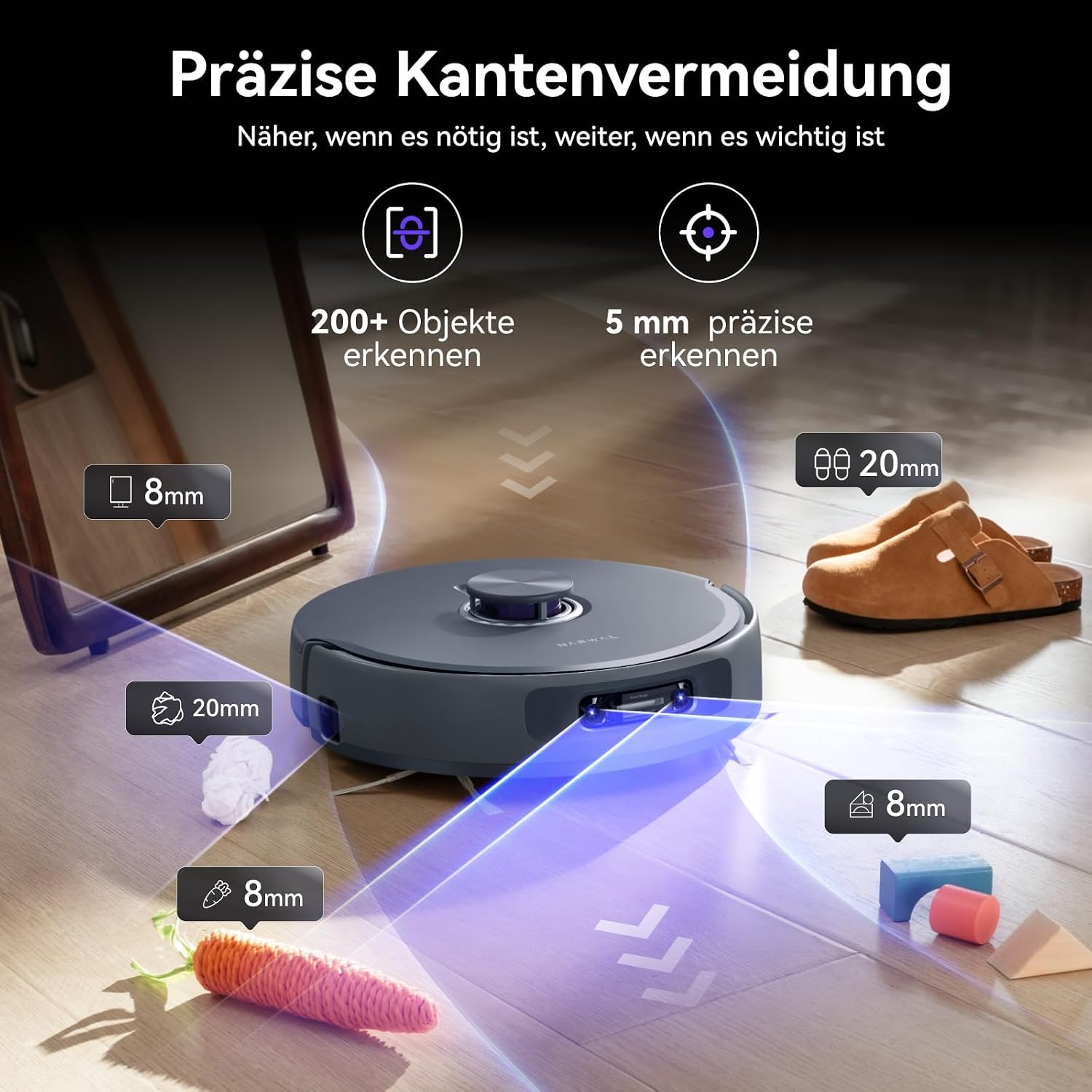 NARWAL Freo Z10 Ultra Saugroboter mit Wischfunktion, 18.000 Pa Saugleistung, Dynamische Moppausdehnung, Tangle-Free System, Intelligente Nass-Trocken-Reinigung, All-in-One-Basisstation Grau z20 – Bild 7