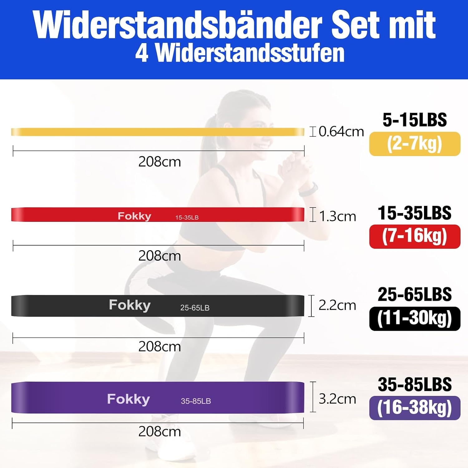 Fokky Fitnessbänder Resistance Bands Set mit 4 Stufen – Bild 2