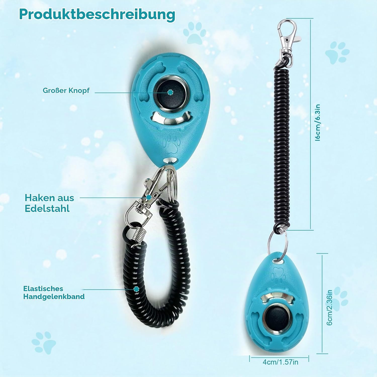 Haustier-Trainingsclicker mit Handgelenkschlaufe, Schwarz + Blau – Bild 4