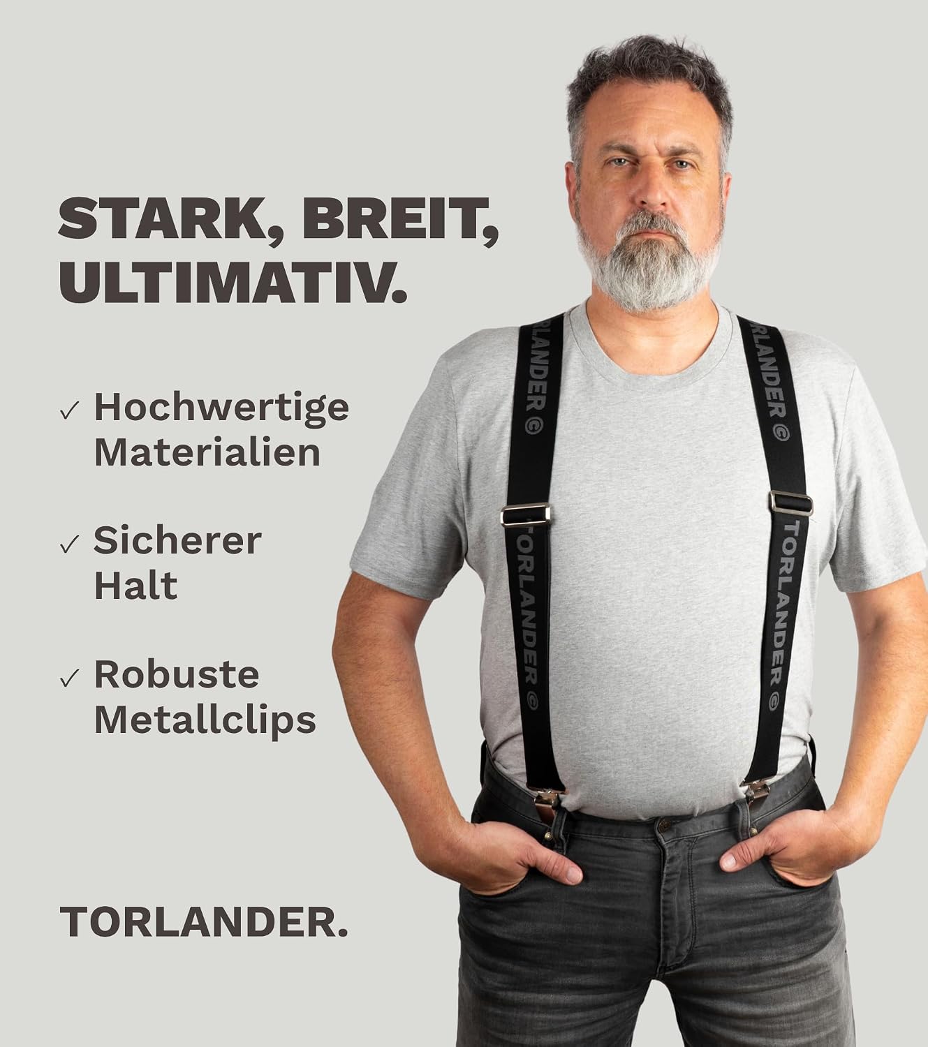 Hosenträger Herren extra stark, mit Rindsleder, 5 cm breit – Bild 2