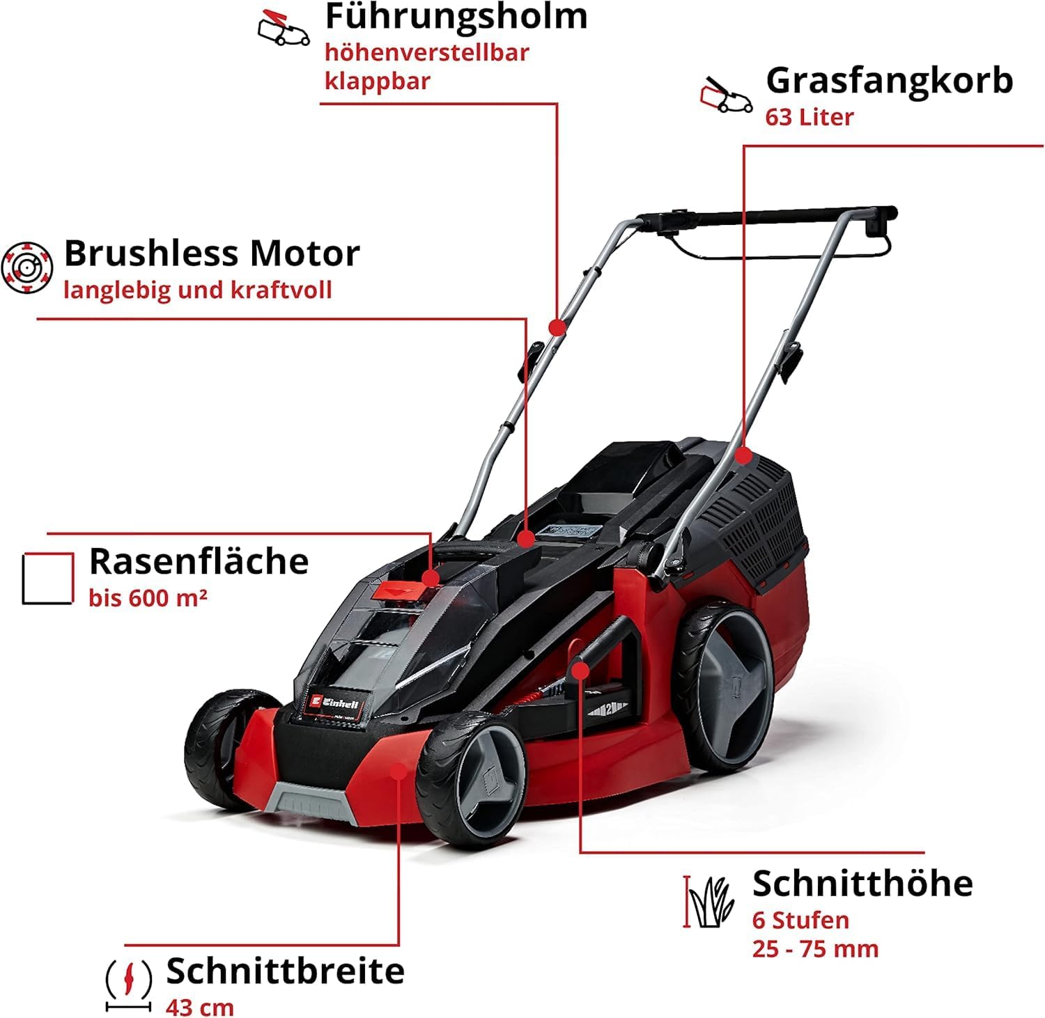 Einhell Akku-Rasenmäher GE-cm 43 Li M Kit – Bild 3